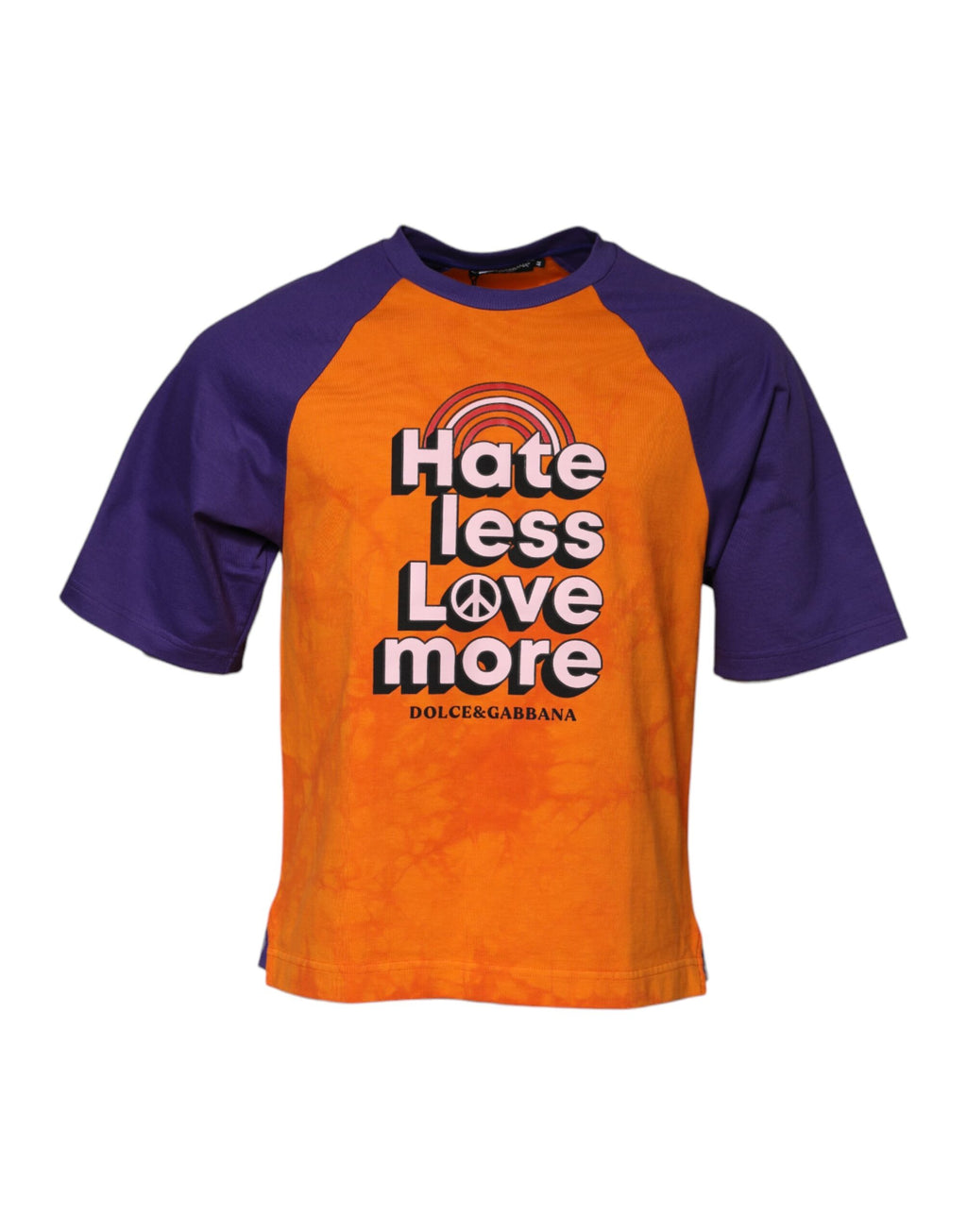Dolce &amp; Gabbana Orange-Lila bedrucktes T-Shirt mit Rundhalsausschnitt