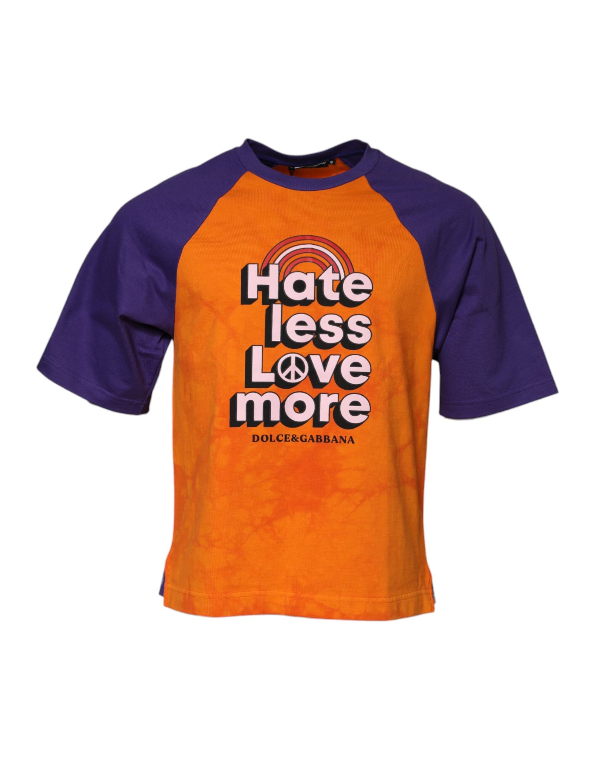 Dolce &amp; Gabbana Orange-Lila bedrucktes T-Shirt mit Rundhalsausschnitt