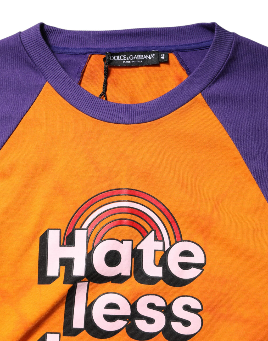 Dolce &amp; Gabbana Orange-Lila bedrucktes T-Shirt mit Rundhalsausschnitt