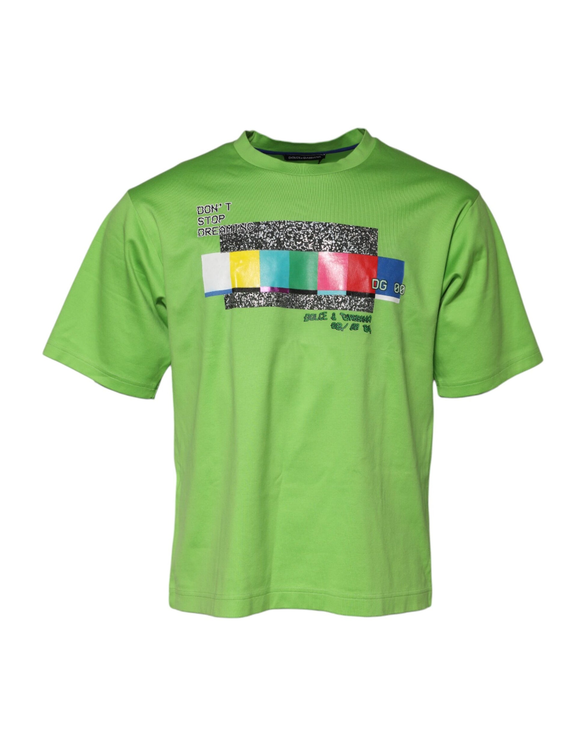 Dolce &amp; Gabbana Grünes T-Shirt mit Rundhalsausschnitt und grafischem Aufdruck