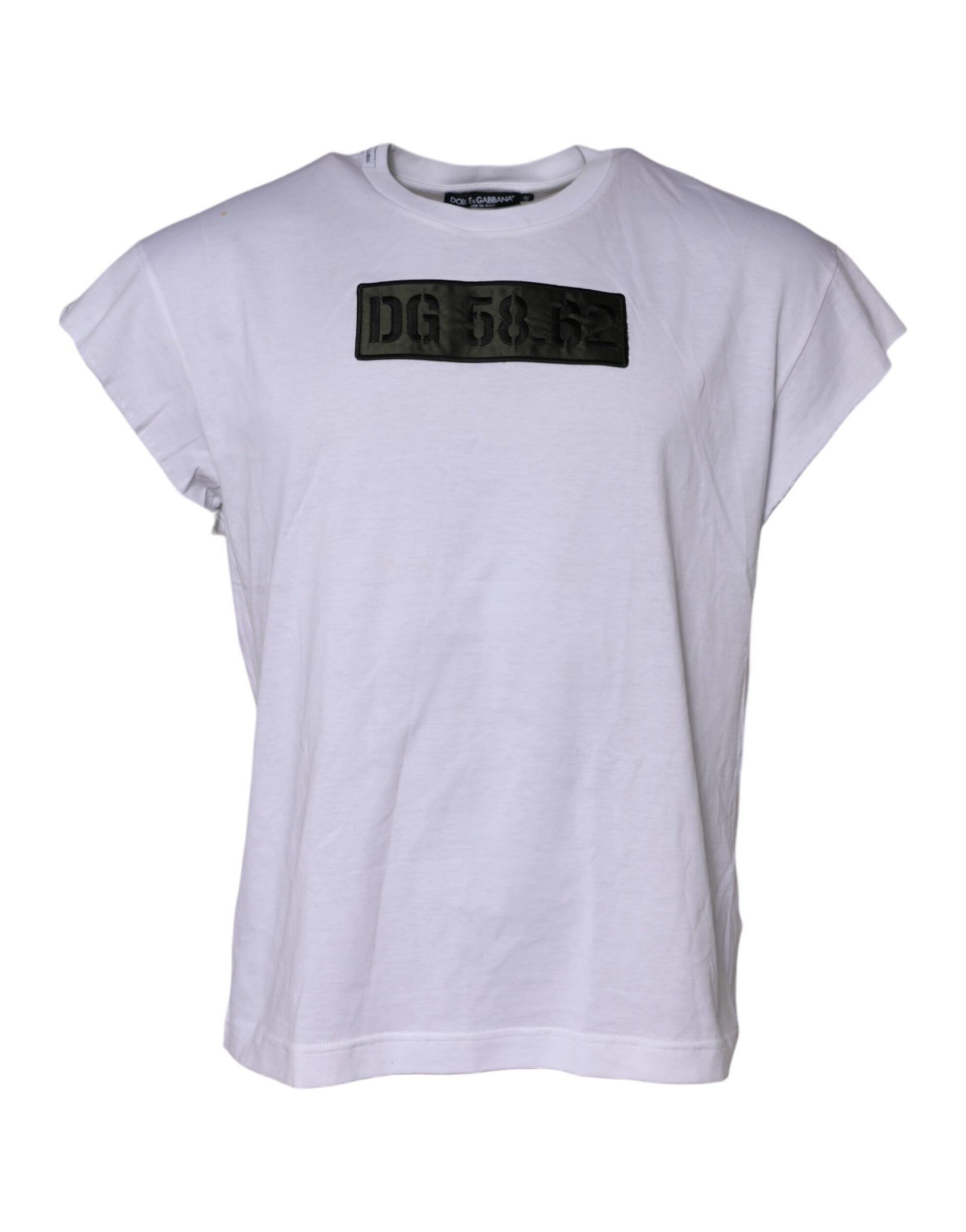 Dolce &amp; Gabbana – Weißes T-Shirt mit Rundhalsausschnitt und Logo-Stickerei