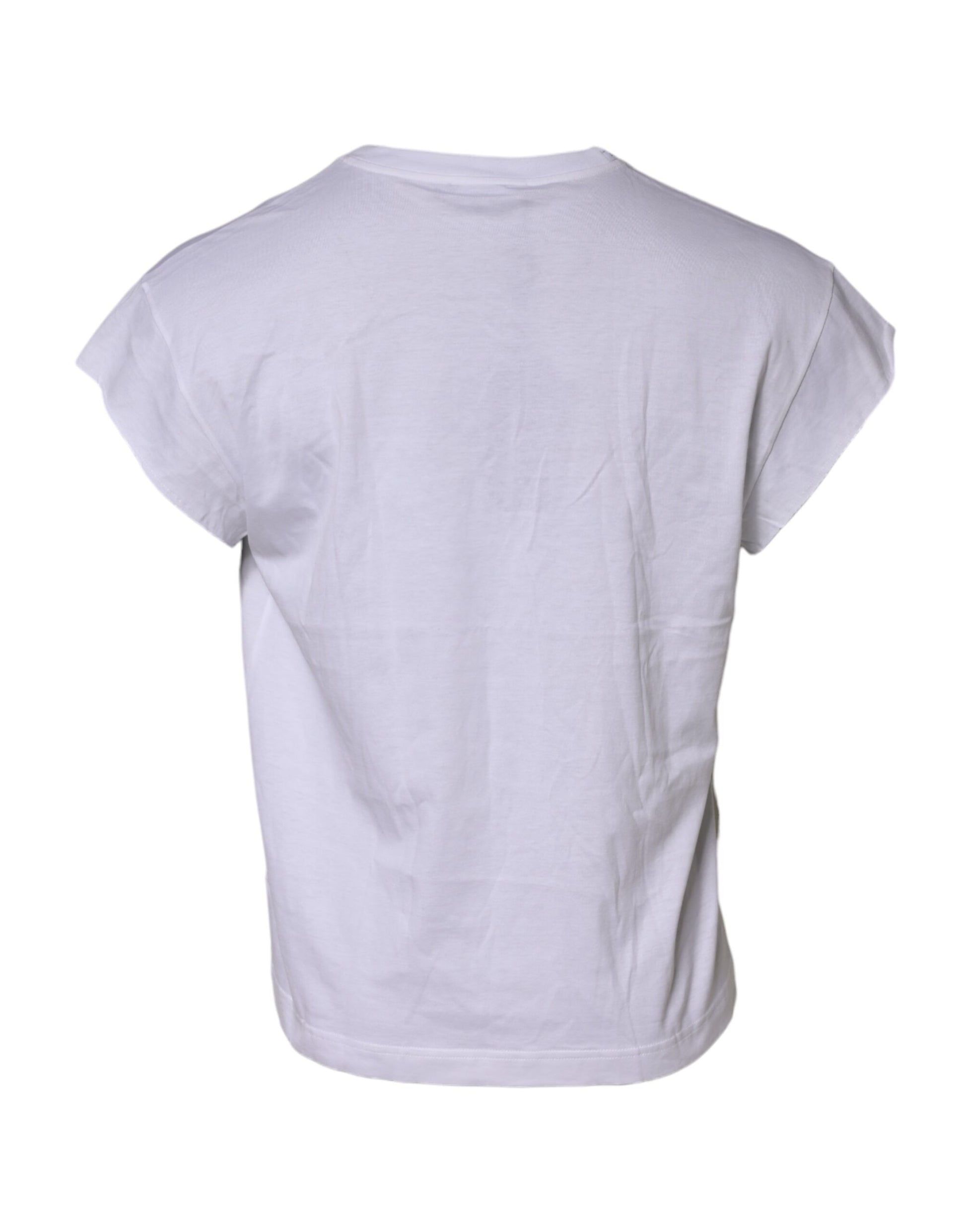 Dolce &amp; Gabbana – Weißes T-Shirt mit Rundhalsausschnitt und Logo-Stickerei