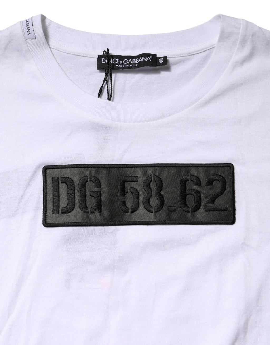 Dolce &amp; Gabbana – Weißes T-Shirt mit Rundhalsausschnitt und Logo-Stickerei
