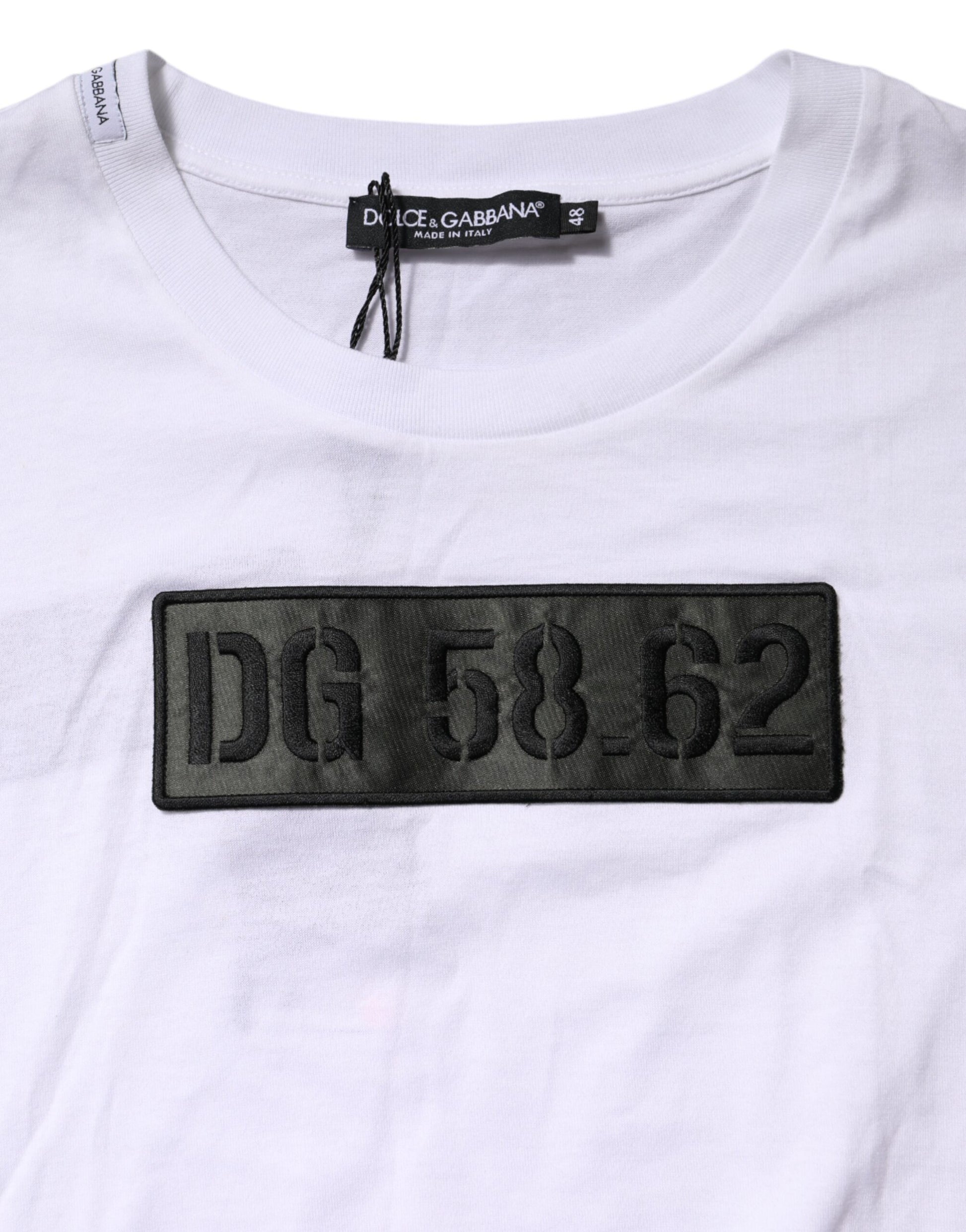 Dolce &amp; Gabbana – Weißes T-Shirt mit Rundhalsausschnitt und Logo-Stickerei