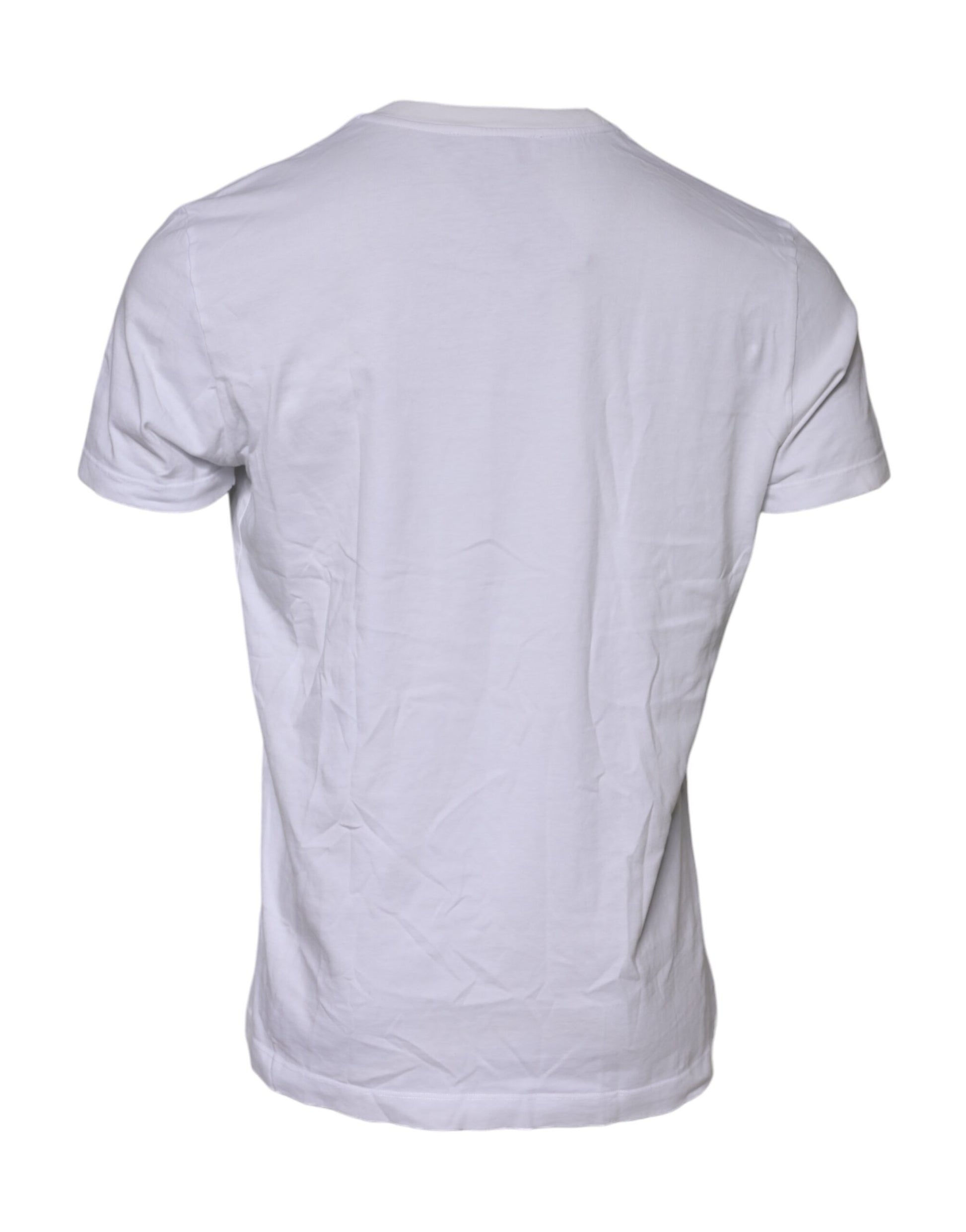 Dolce &amp; Gabbana – Weißes Baumwoll-T-Shirt mit Rundhalsausschnitt und Logo-Patch