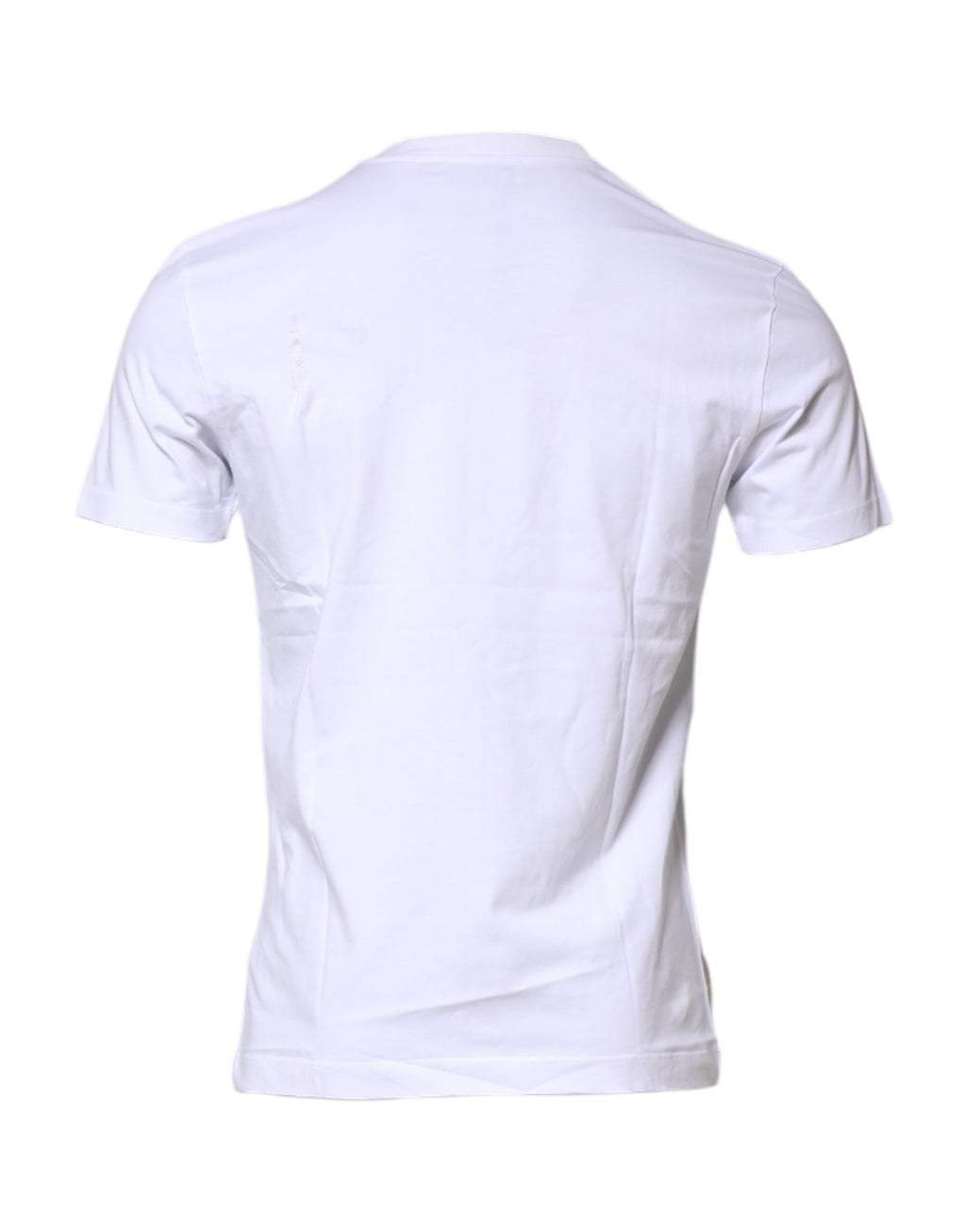 Dolce &amp; Gabbana – Weißes Baumwoll-T-Shirt mit Rundhalsausschnitt und Logo-Patch