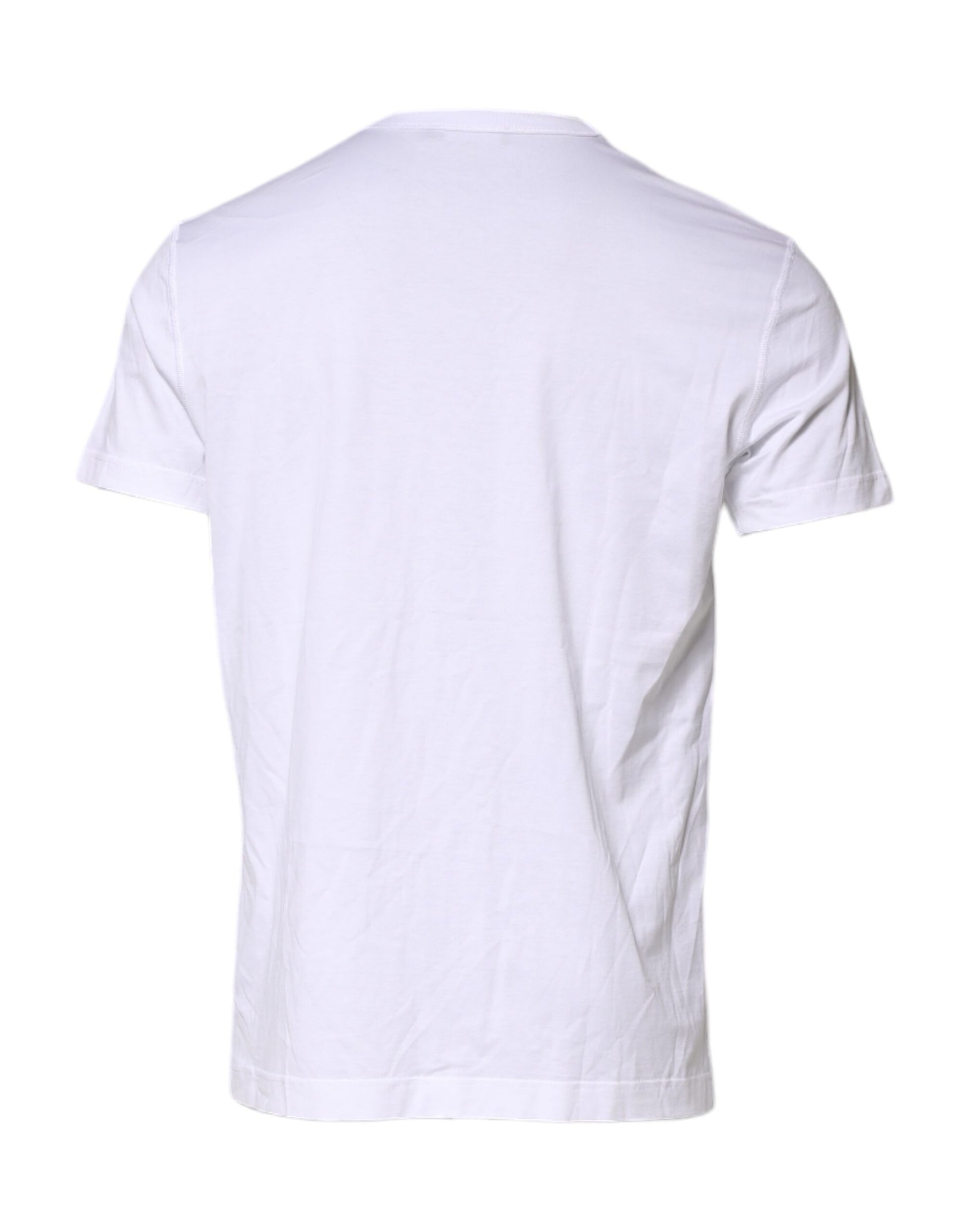 Dolce &amp; Gabbana – Weißes T-Shirt aus Baumwolle mit Rundhalsausschnitt und Logo-Plakette