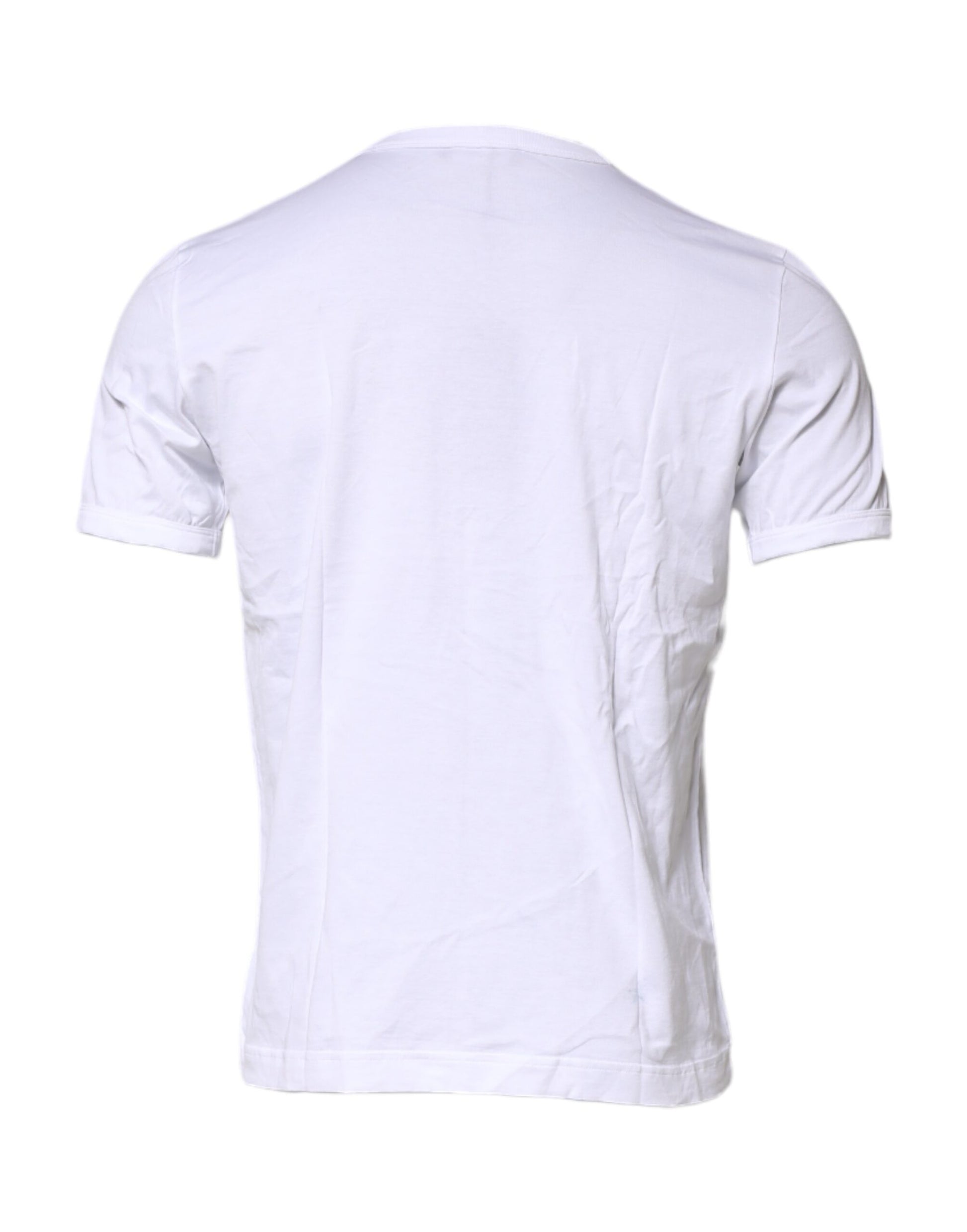 Dolce &amp; Gabbana – Weißes T-Shirt aus bestickter Baumwolle mit Rundhalsausschnitt