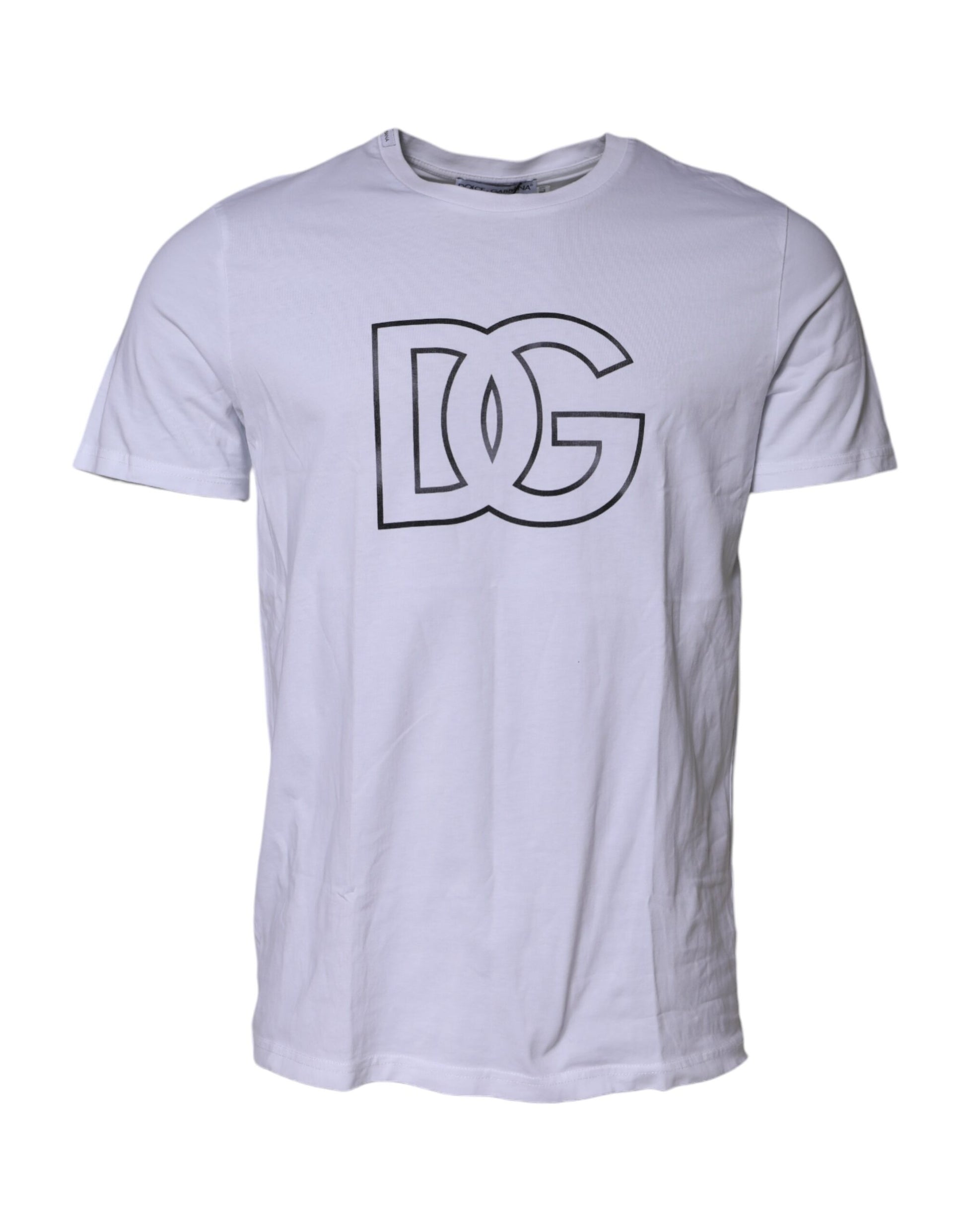 Dolce &amp; Gabbana – Weißes T-Shirt mit kurzen Ärmeln und DG-Logo-Print
