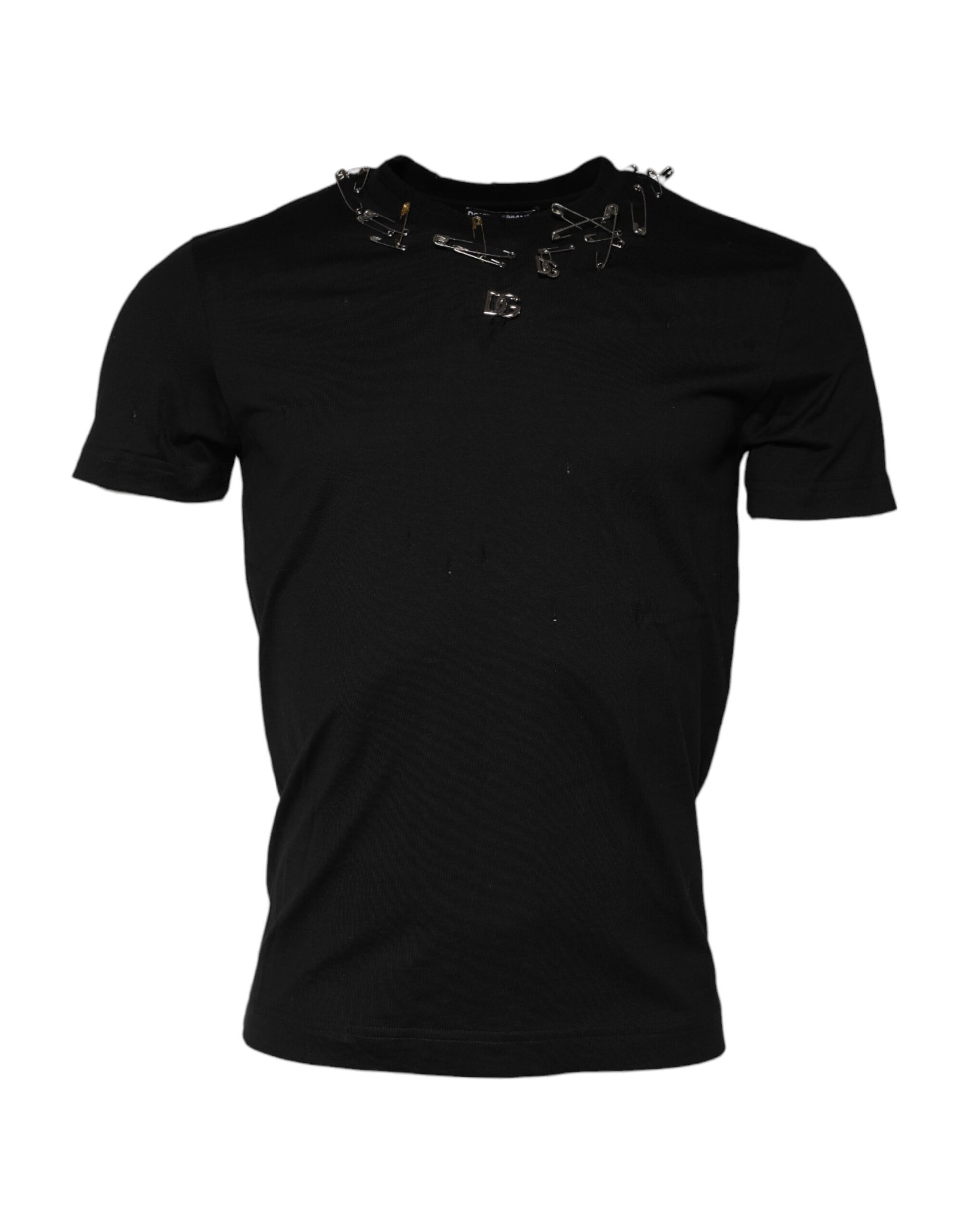 Dolce &amp; Gabbana – Schwarzes, kurzärmliges T-Shirt mit Logoverzierung