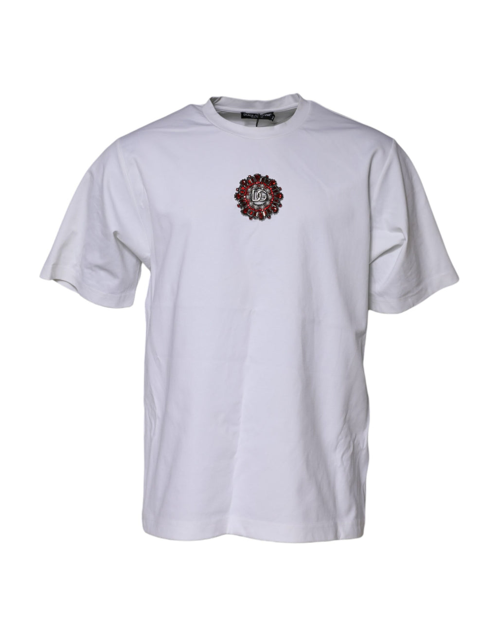 Dolce &amp; Gabbana – Weißes, kurzärmliges T-Shirt mit Logoverzierung