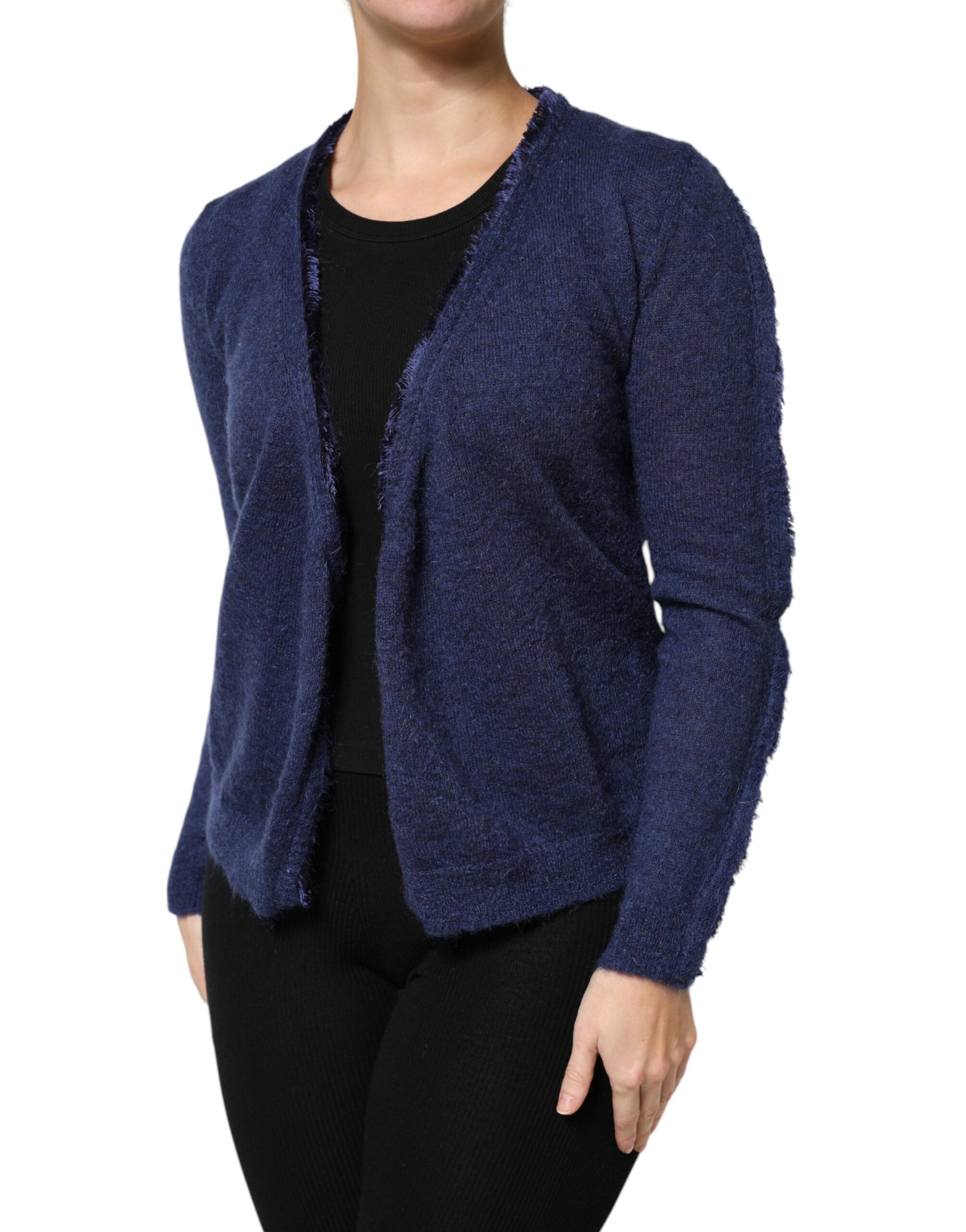 Ballantyne Dunkelblauer Langarm-Strickjacke-Pullover
