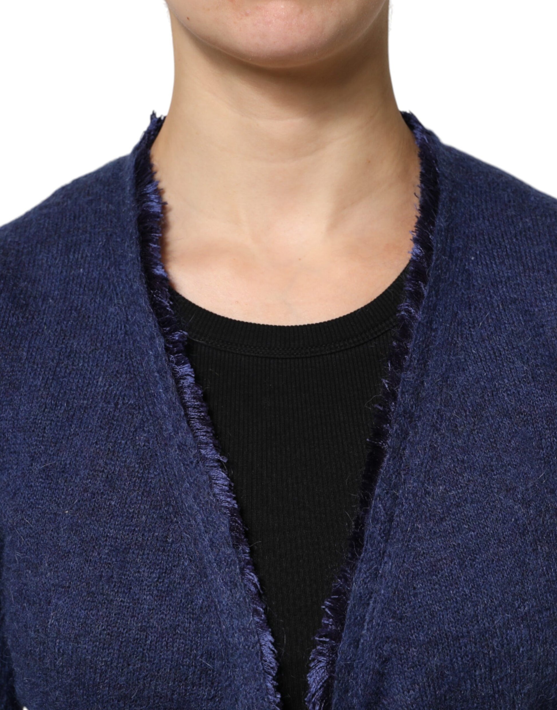 Ballantyne Dunkelblauer Langarm-Strickjacke-Pullover