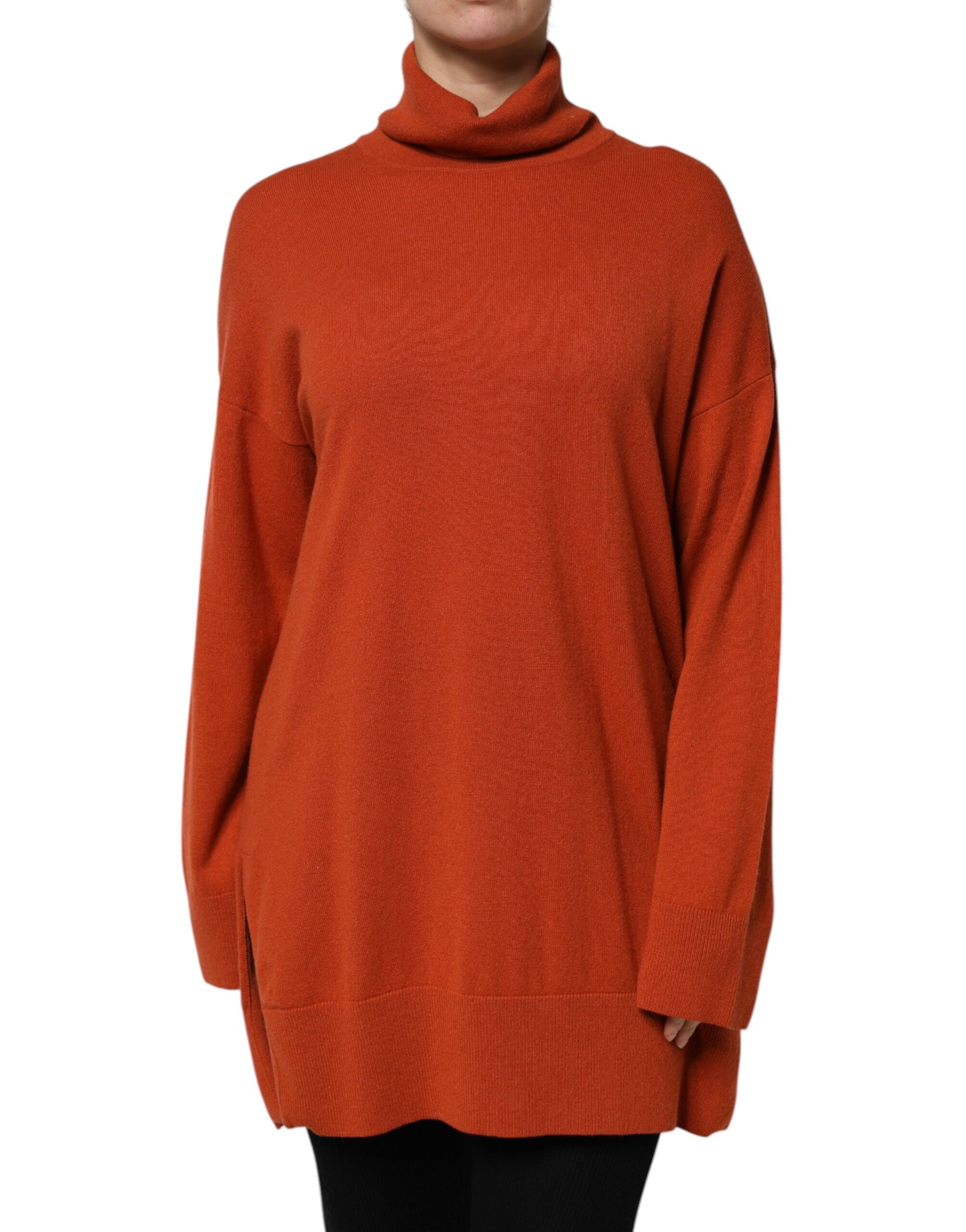 Alpha Studio – Dunkelorangefarbener Rollkragenpullover mit langen Ärmeln