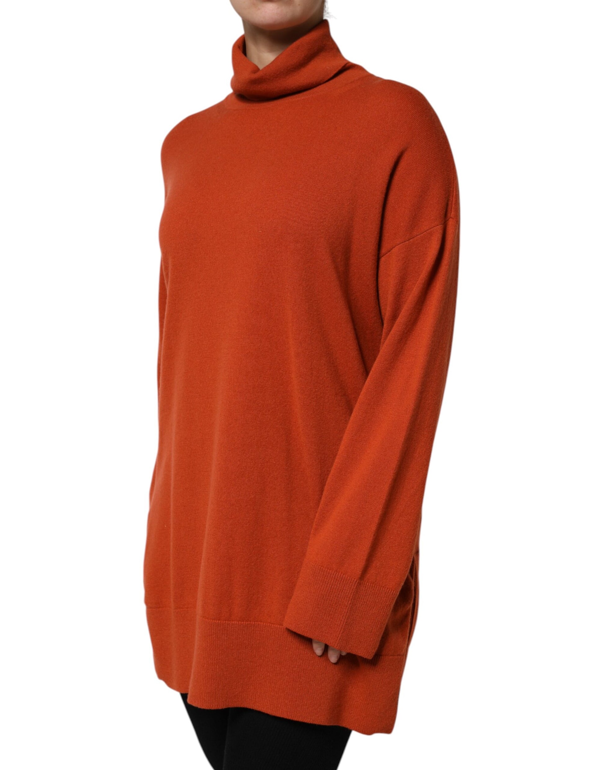 Alpha Studio – Dunkelorangefarbener Rollkragenpullover mit langen Ärmeln