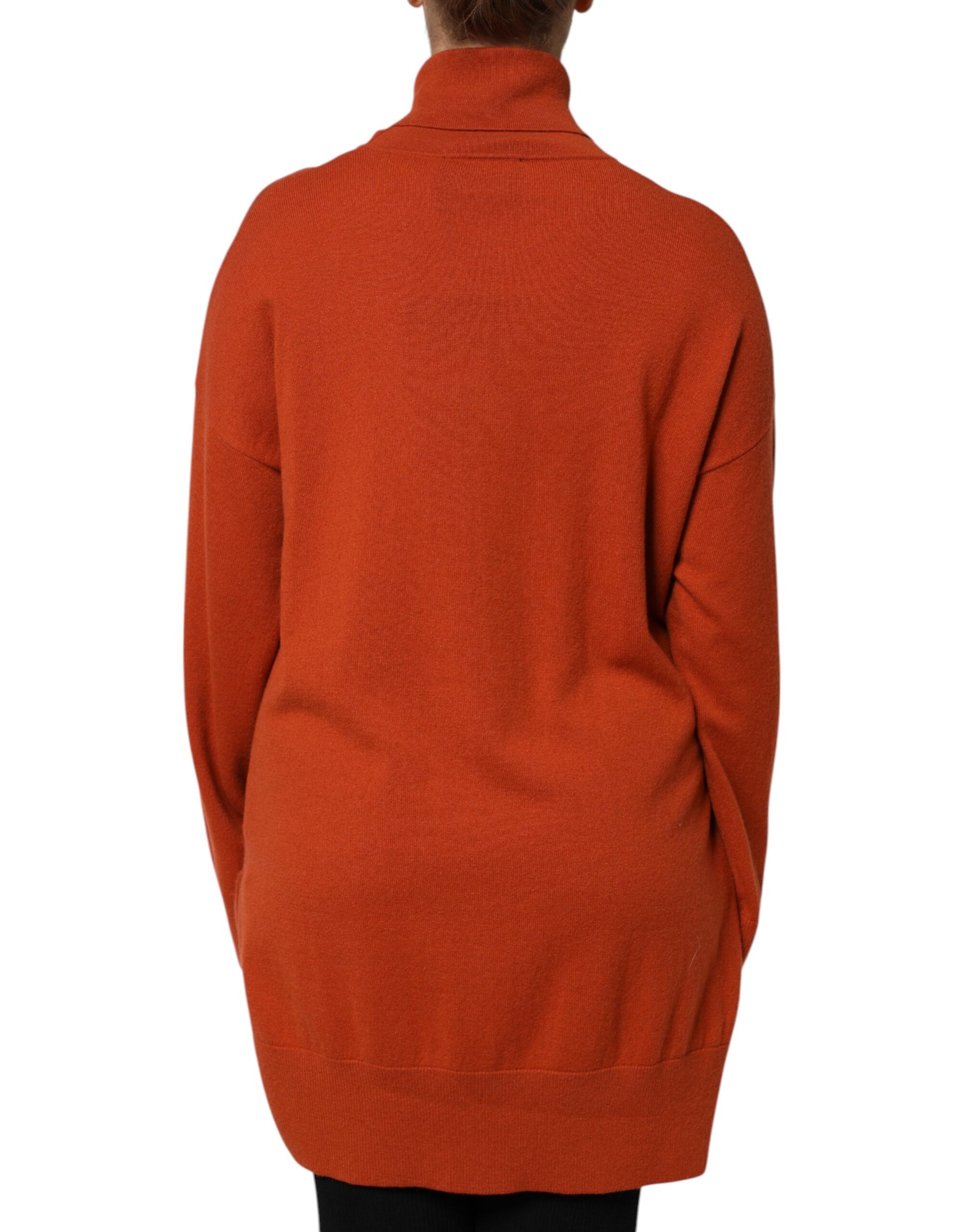 Alpha Studio – Dunkelorangefarbener Rollkragenpullover mit langen Ärmeln