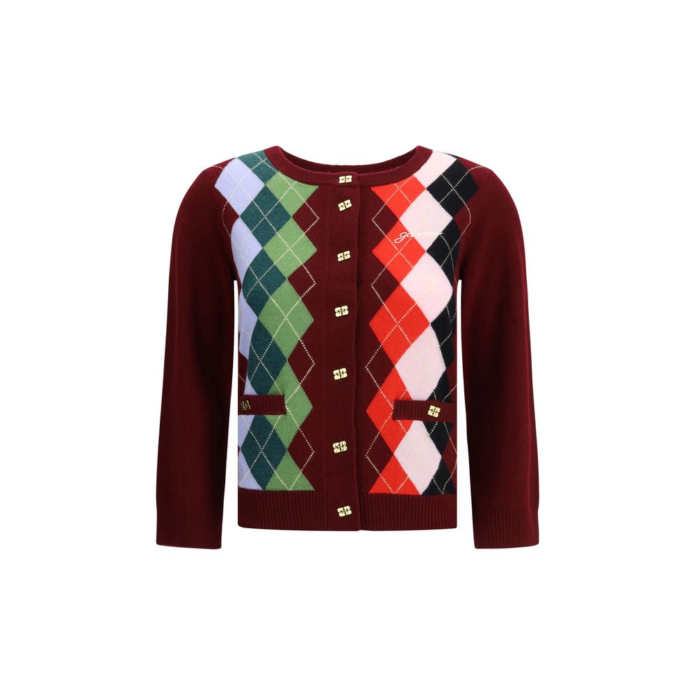 Ganni – Karierte Strickjacke