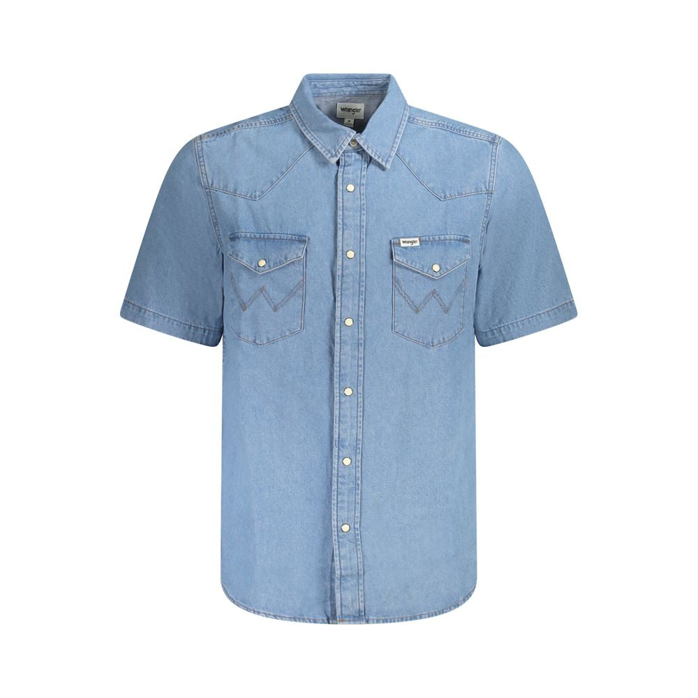 Wrangler Hellblaues Herrenhemd aus Baumwolle