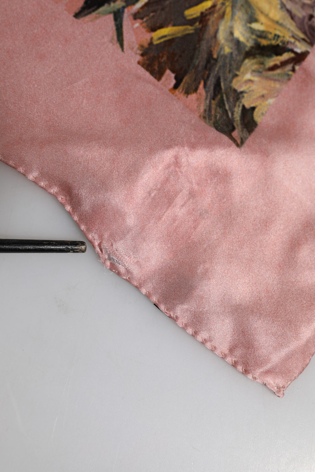 Dolce & Gabbana Pink Silk Floral Print Square Foulard Scarf