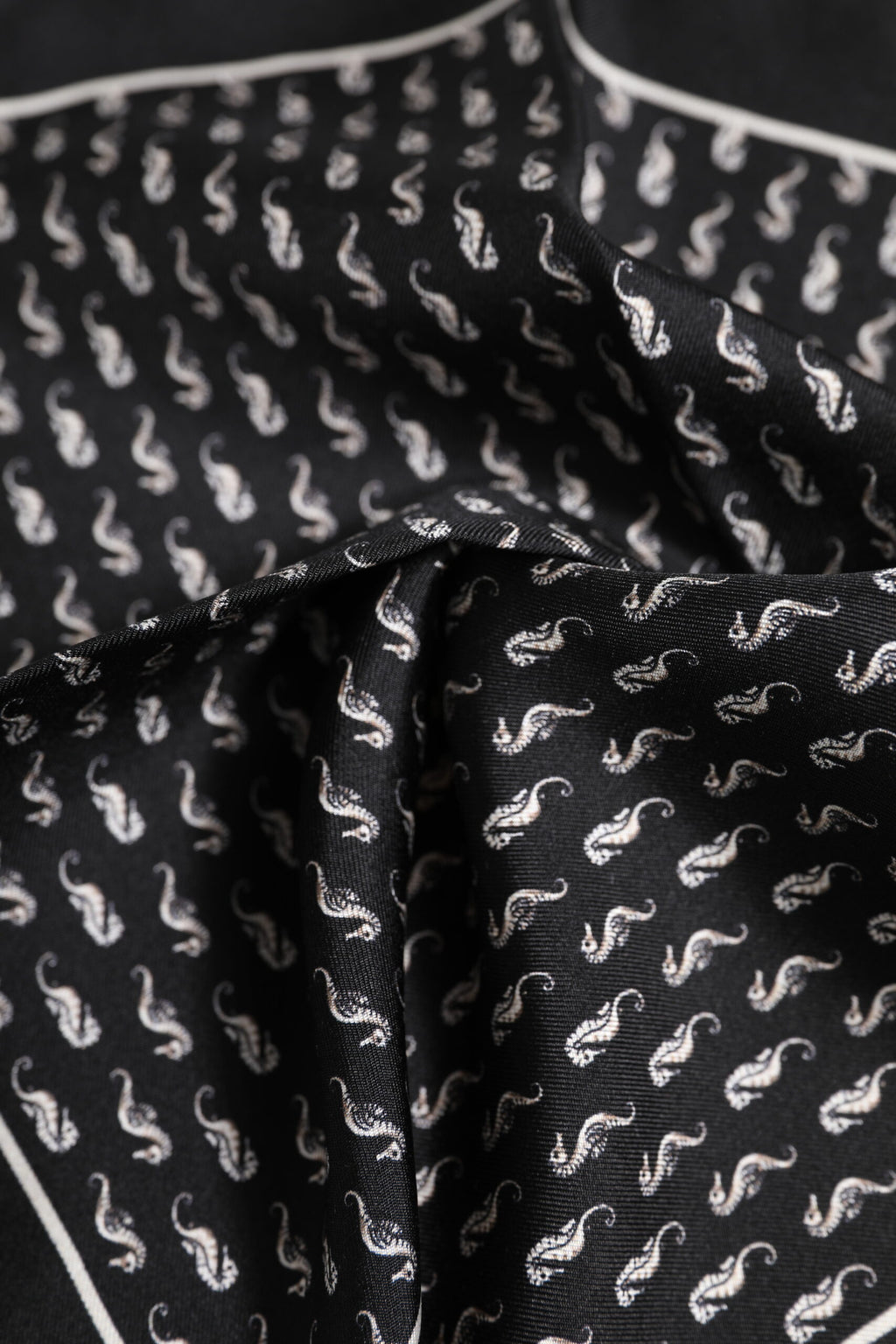 Dolce & Gabbana Black Sea Horse Silk Square Men Foulard Scarf