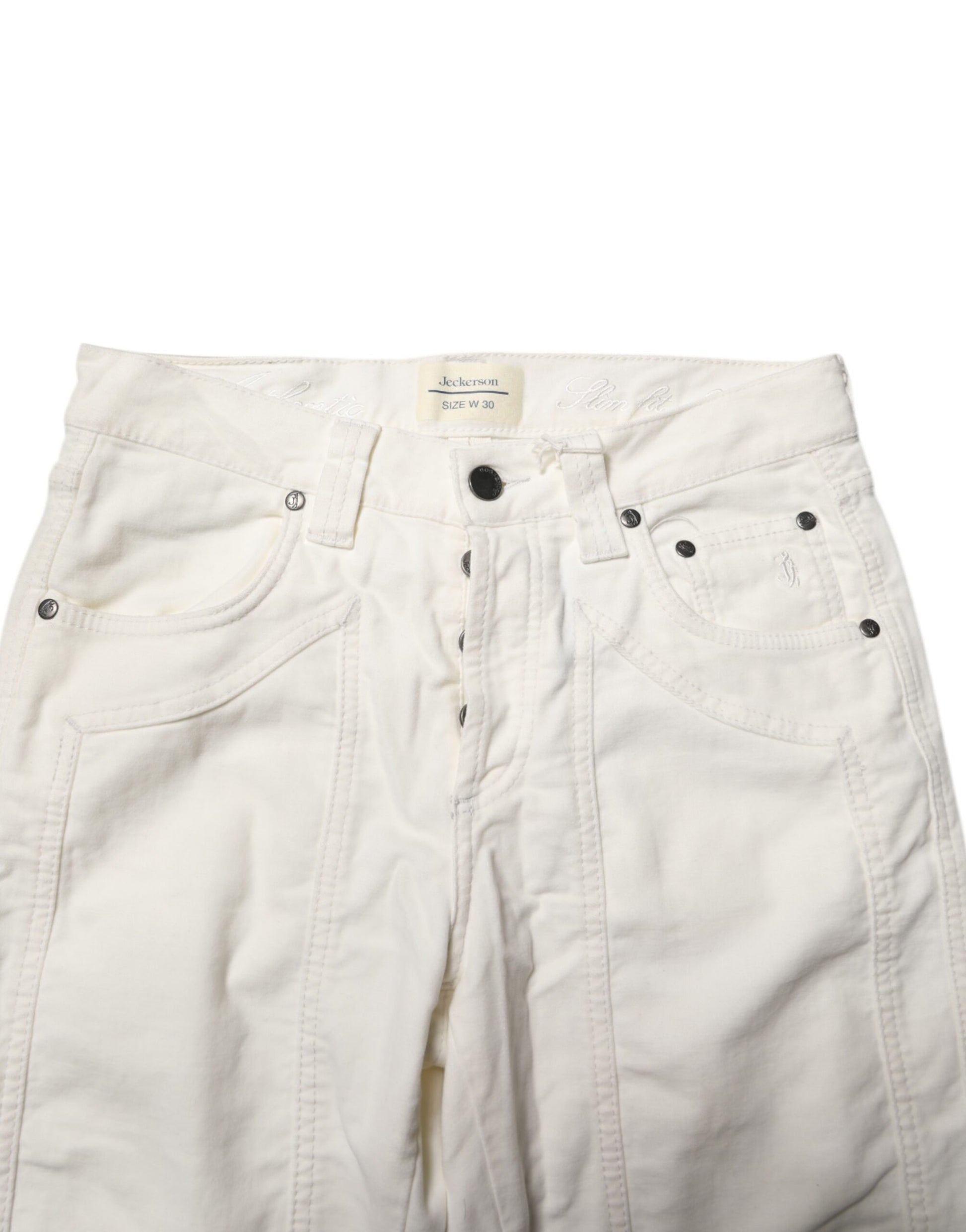 Jeckerson Herren Jeans mit geradem Schnitt und Stretch-Baumwolle in Weiß