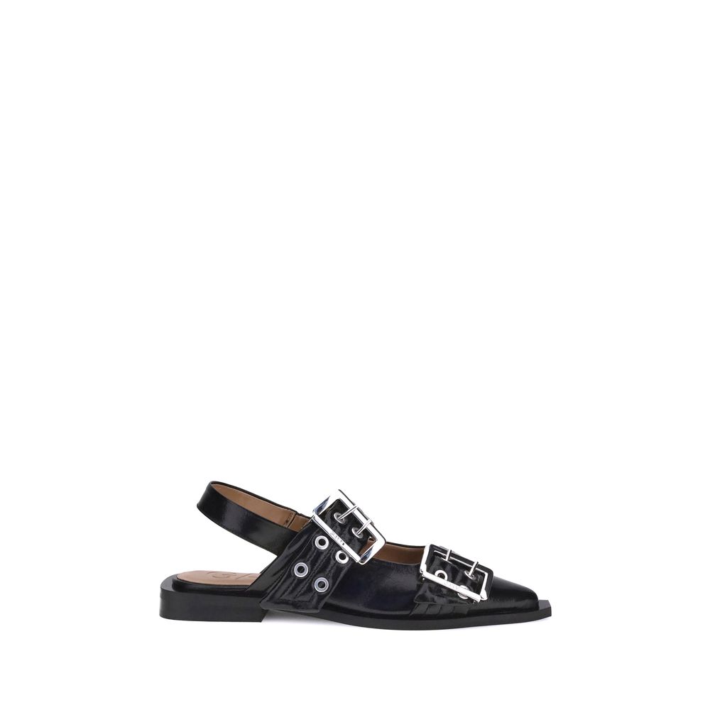 Ganni Ballerinas mit Riemchen