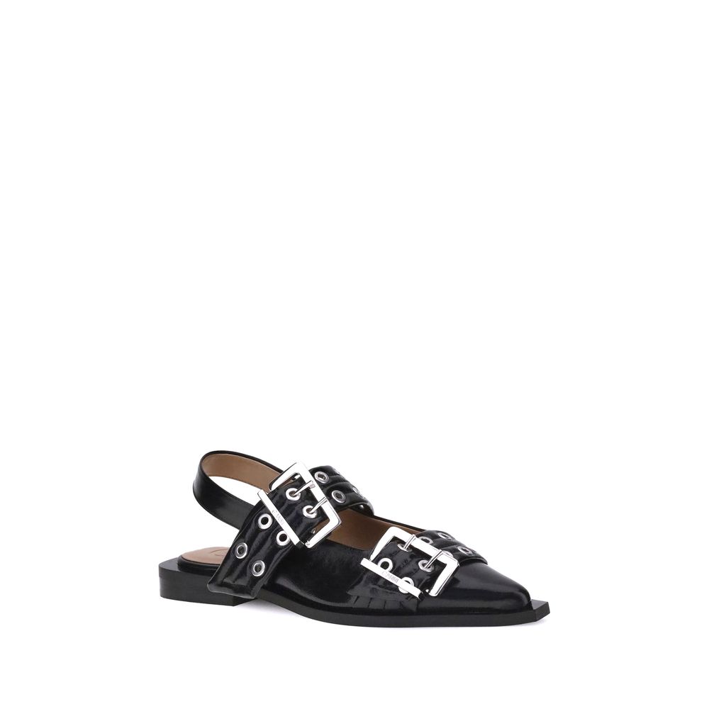 Ganni Ballerinas mit Riemchen