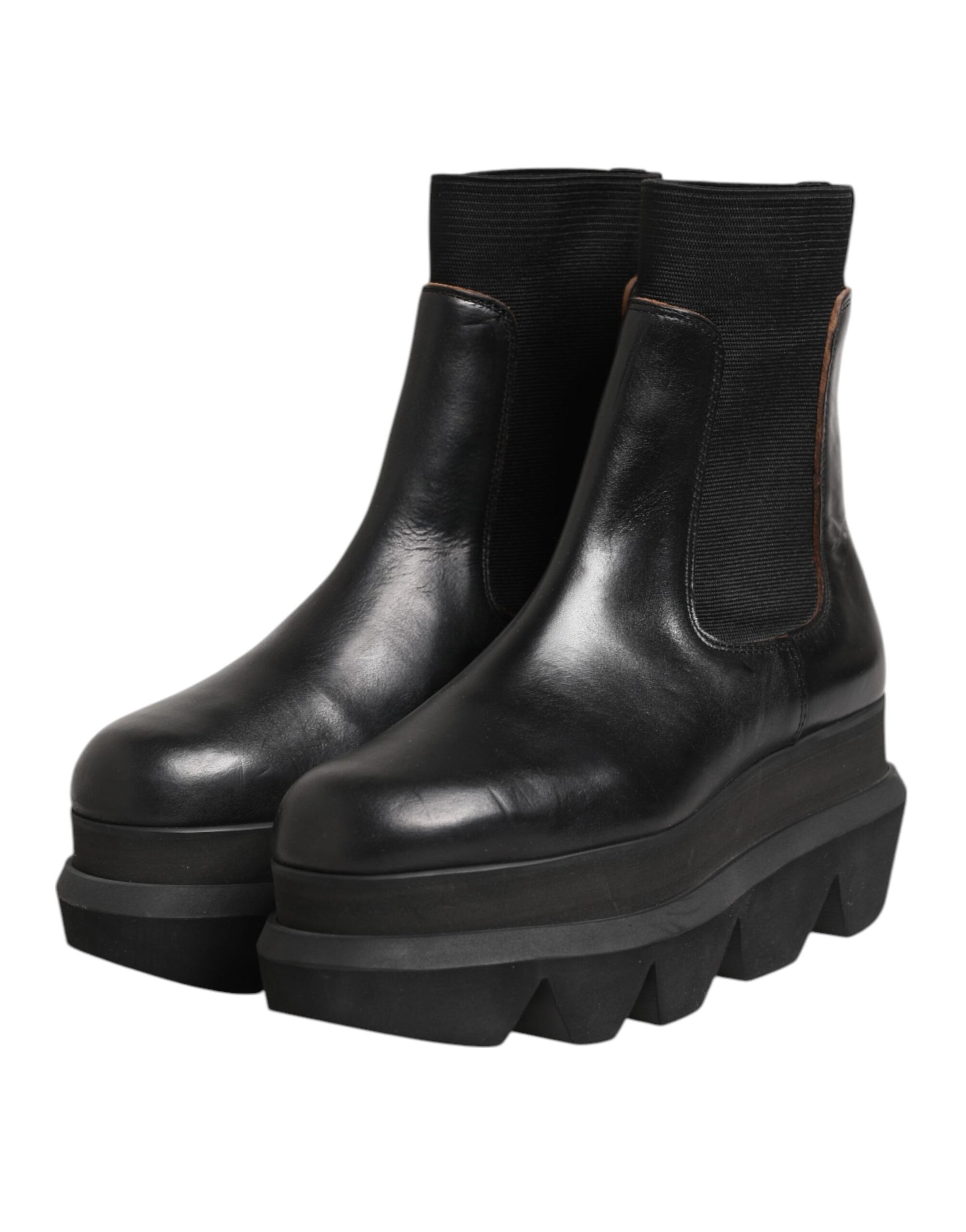 Sacai Damen Chelsea Boots aus schwarzem Leder zum Hineinschlüpfen
