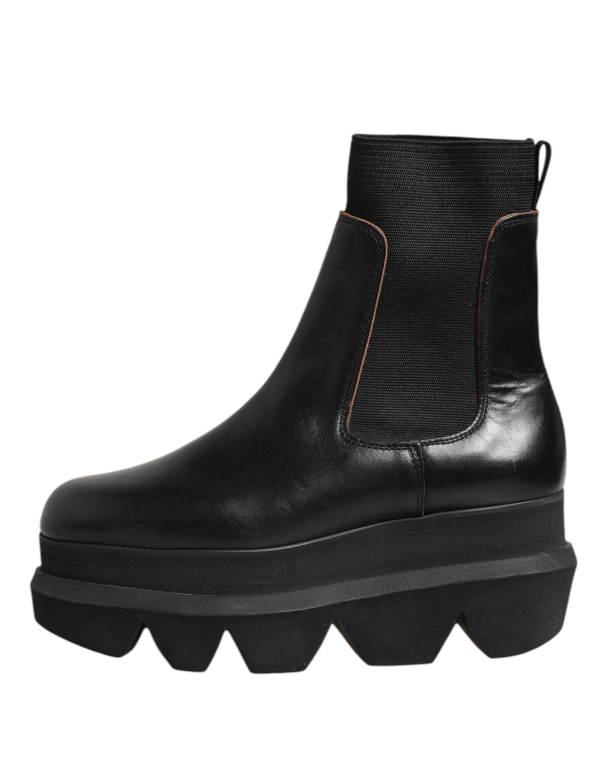 Sacai Damen Chelsea Boots aus schwarzem Leder zum Hineinschlüpfen