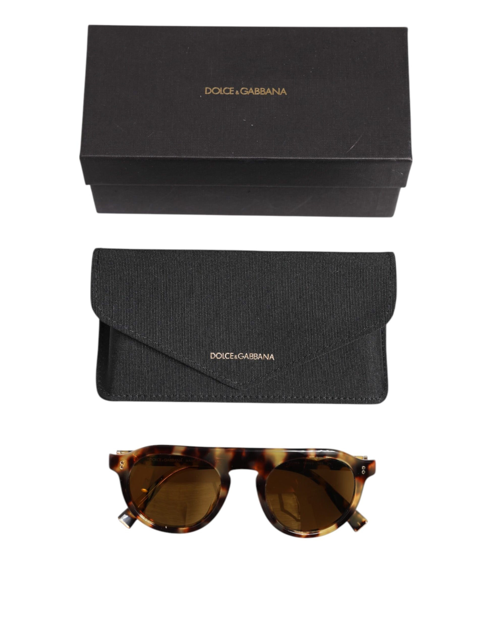 Dolce & Gabbana Brown Acetate Round Leopard Print Eyewear Sunglasses - Allority