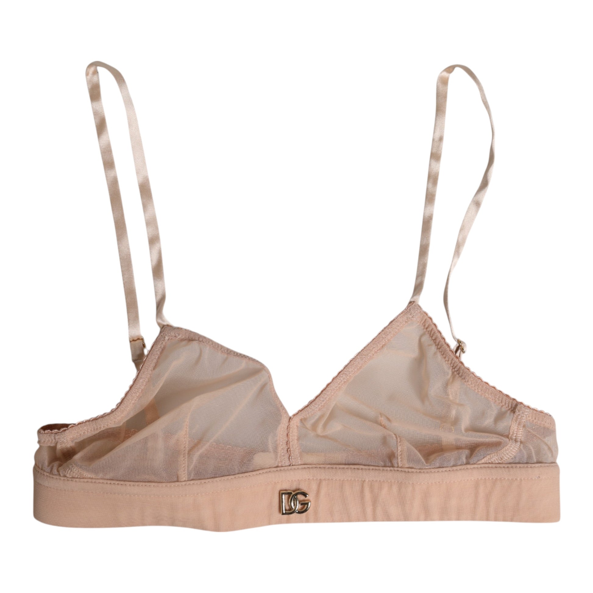 Dolce &amp; Gabbana – Puderrosa Nylon-BH ohne Bügel mit DG-Logo
