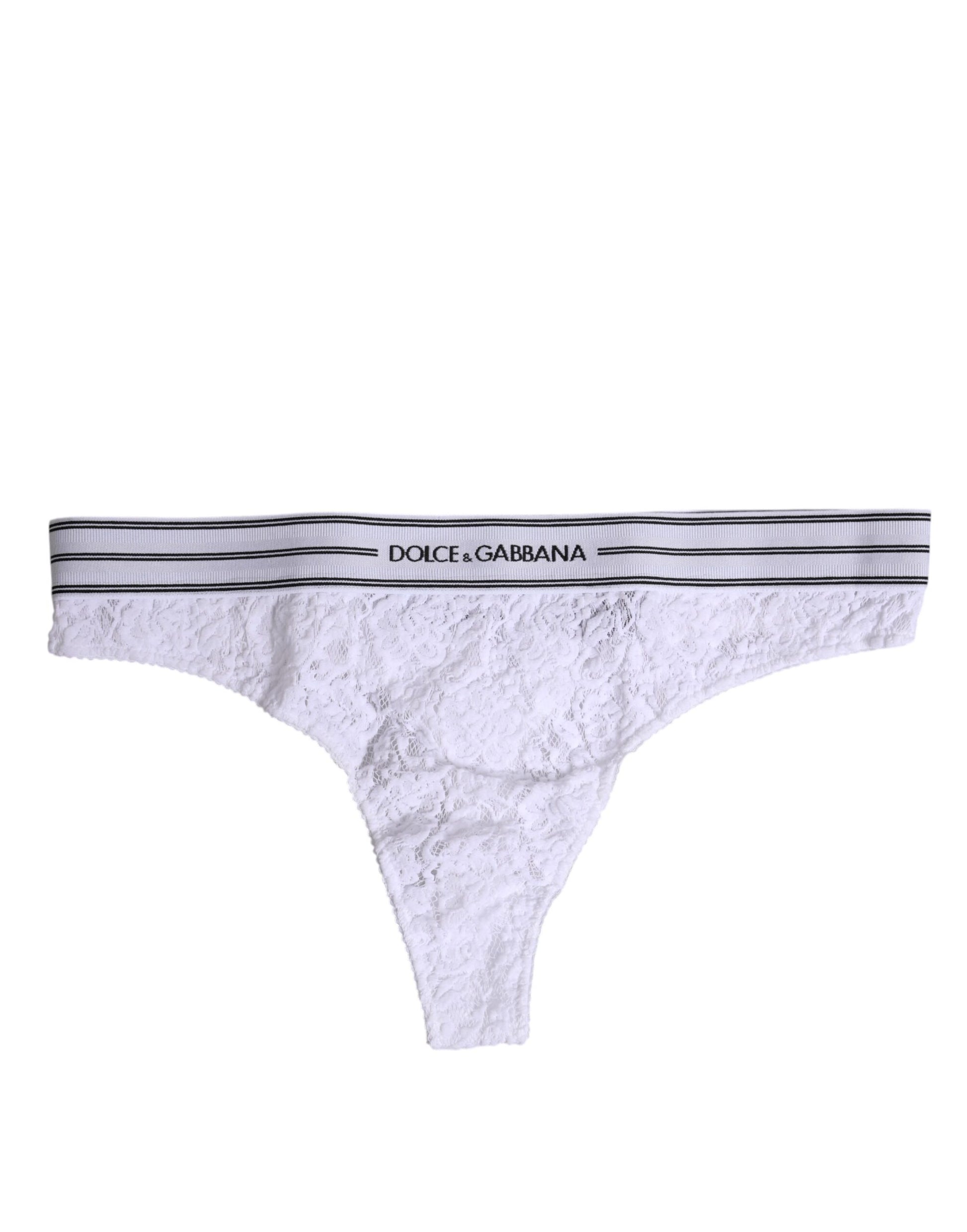 Dolce &amp; Gabbana – Weiße Nylon-Höschenunterwäsche mit floraler Spitze