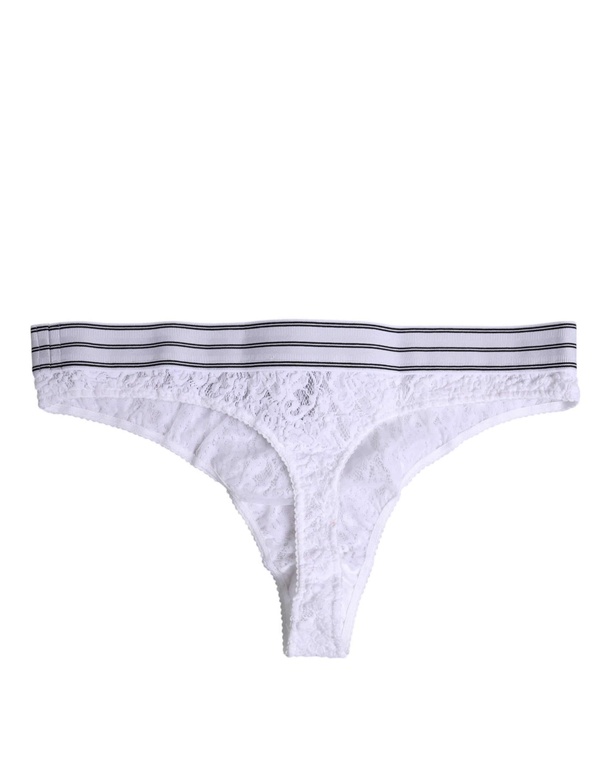Dolce &amp; Gabbana – Weiße Nylon-Höschenunterwäsche mit floraler Spitze