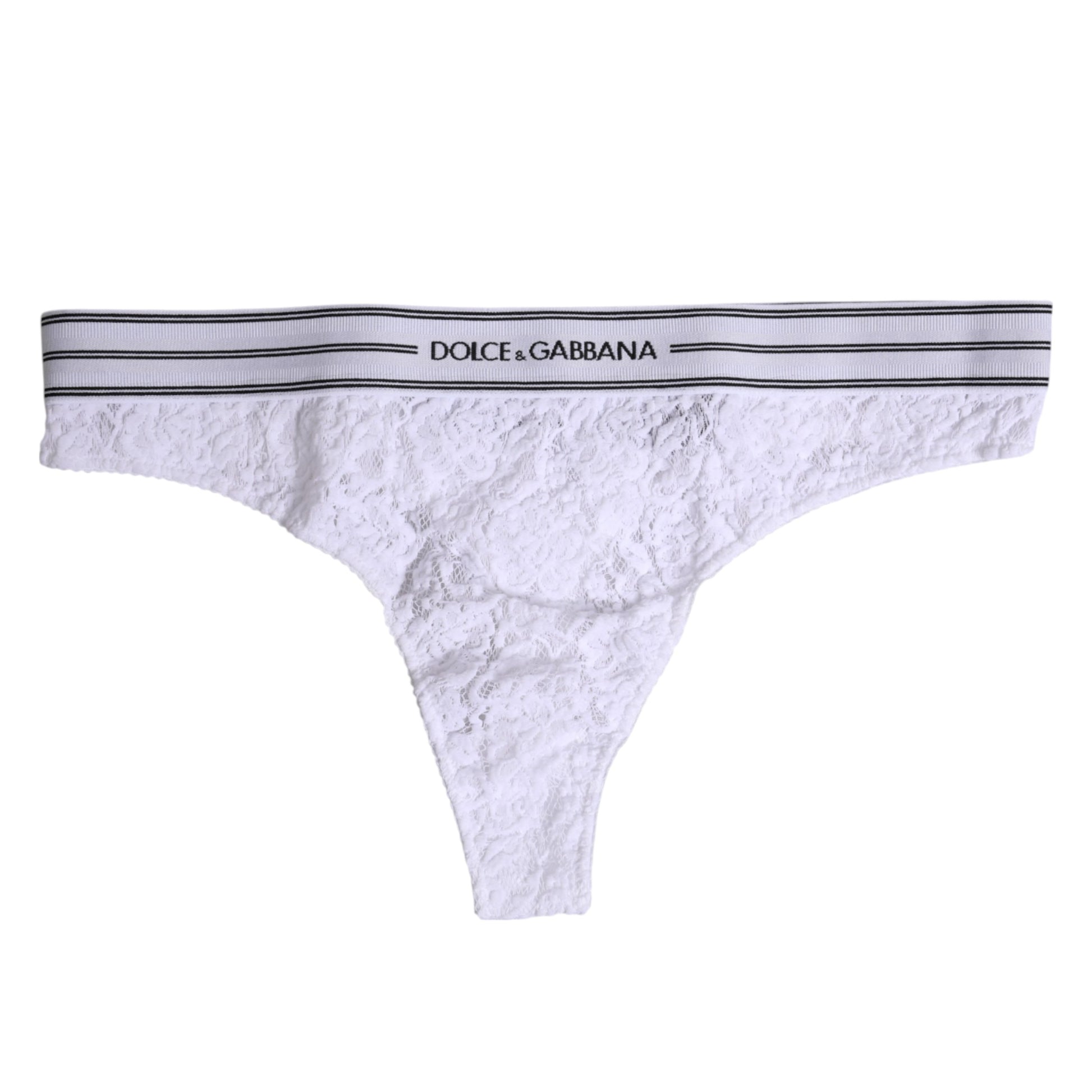 Dolce &amp; Gabbana – Weiße Nylon-Höschenunterwäsche mit floraler Spitze