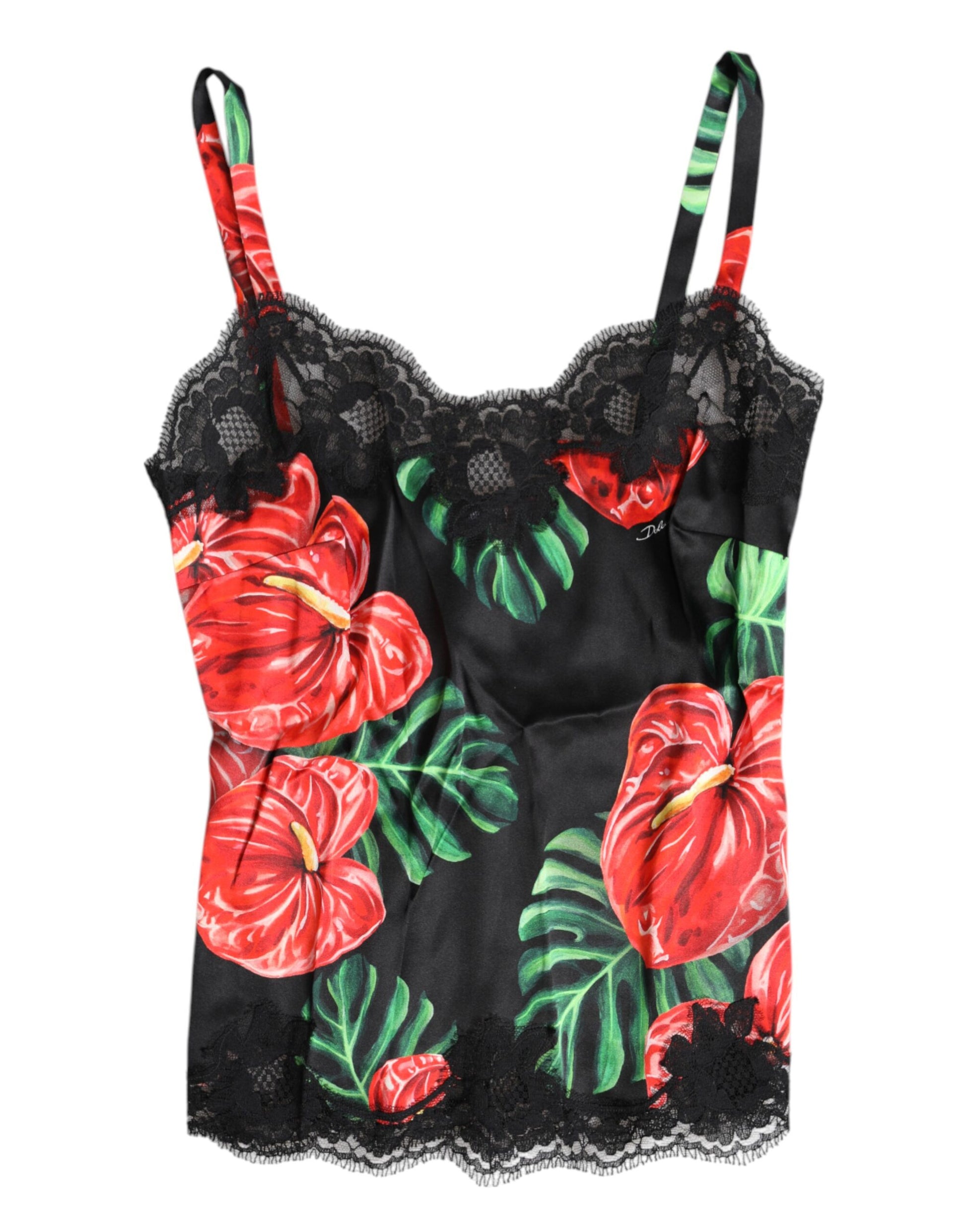 Dolce &amp; Gabbana Mehrfarbiges Seiden-Top mit Blumenmuster, Dessous und Unterwäsche