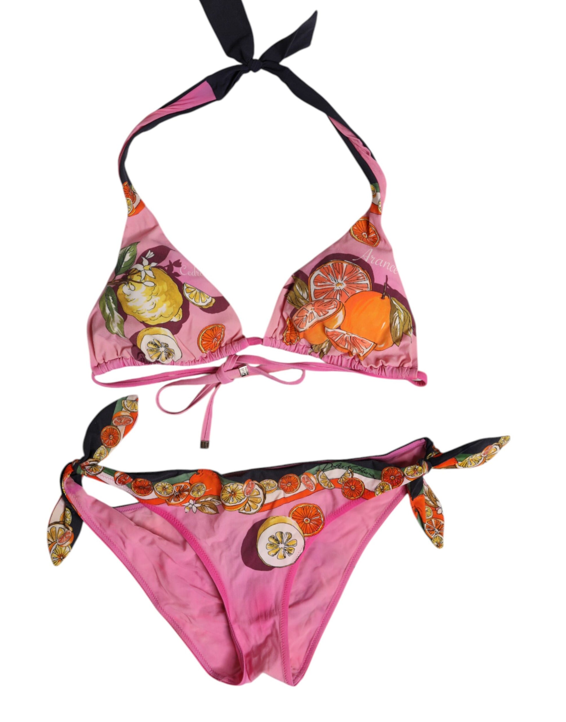 Dolce &amp; Gabbana – Rosa bedruckter Badeanzug, 2-teilig, Oberteil und Unterteil