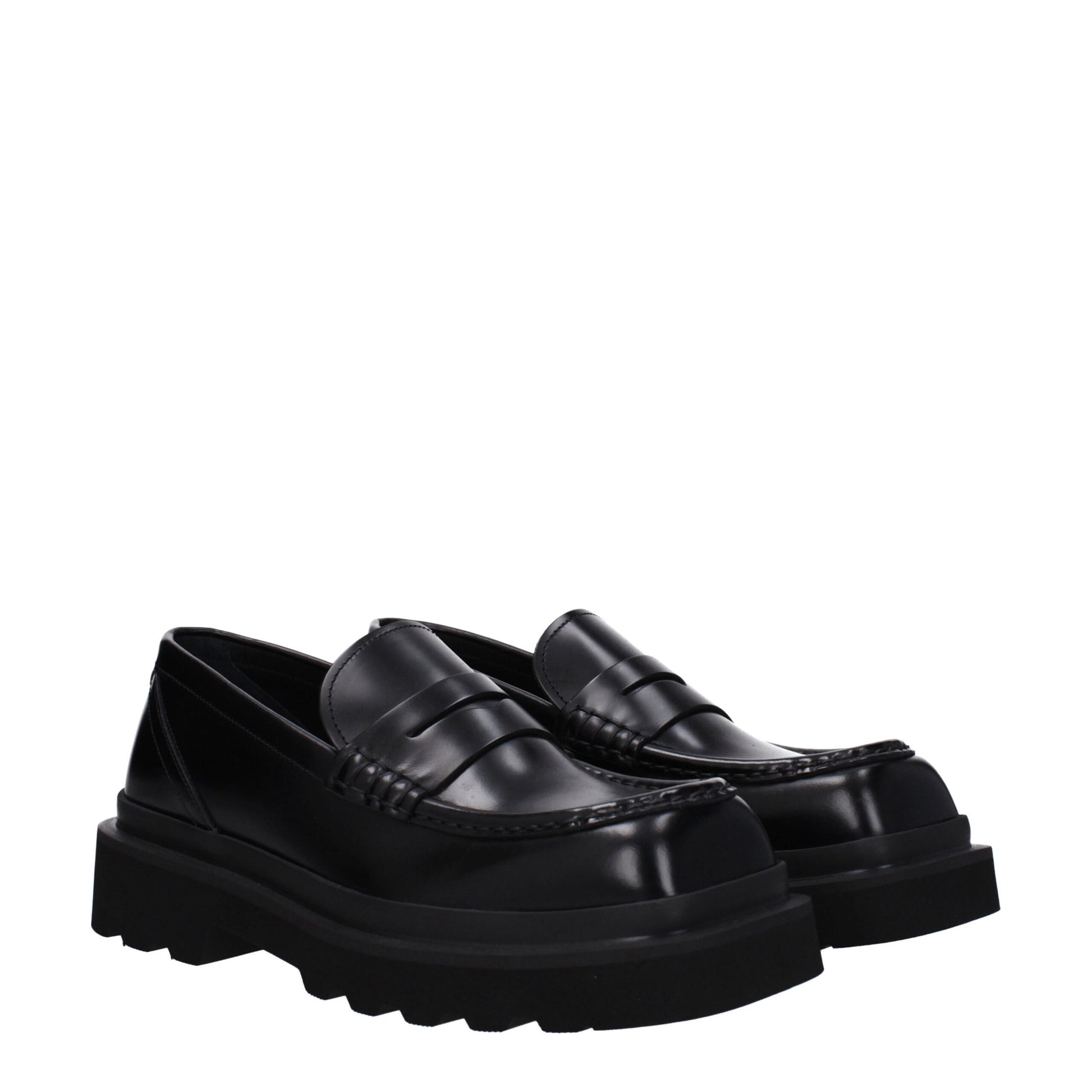 Dolce & Gabbana Black Leather Slip-On Loafers