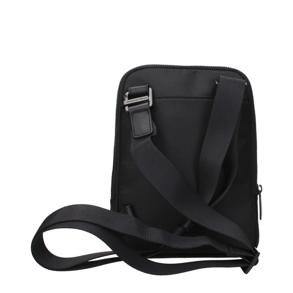 Piquadro Black Fabric Crossbody Bag