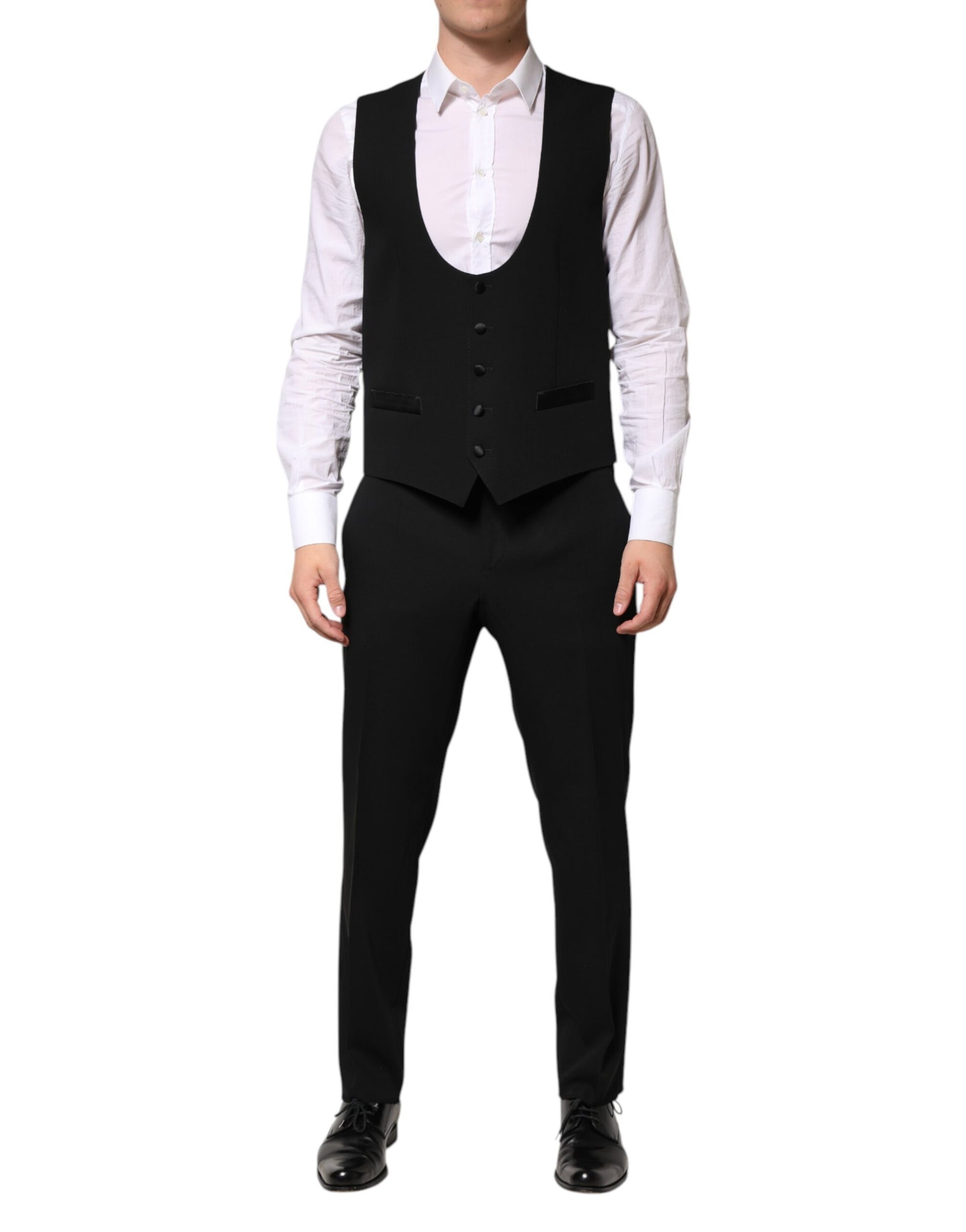 Dolce &amp; Gabbana – Dreiteiliger, einreihiger Anzug aus schwarzer Wolle