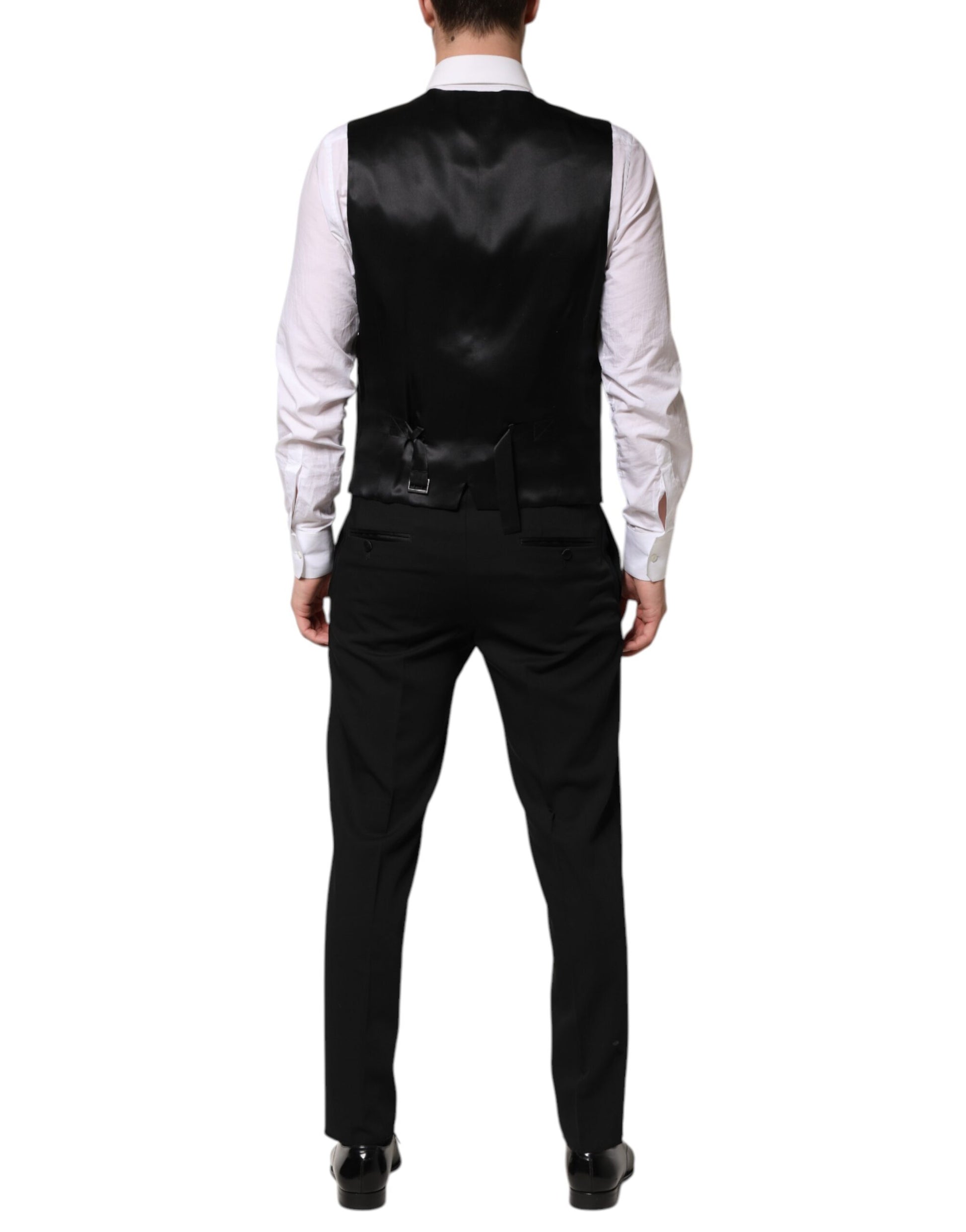 Dolce &amp; Gabbana – Dreiteiliger, einreihiger Anzug aus schwarzer Wolle