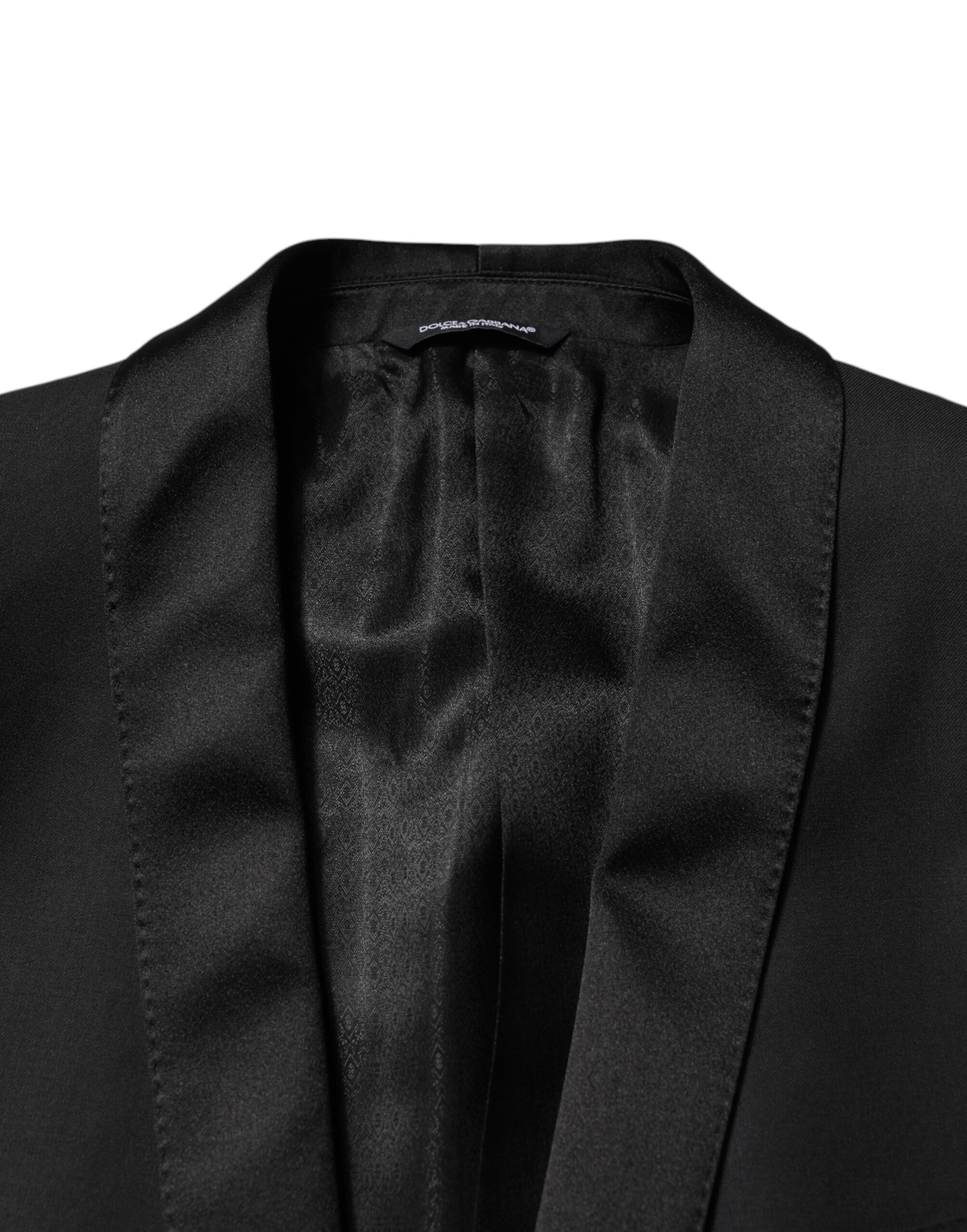 Dolce &amp; Gabbana – Schwarzer, einreihiger, zweiteiliger Anzug aus Wolle für Herren