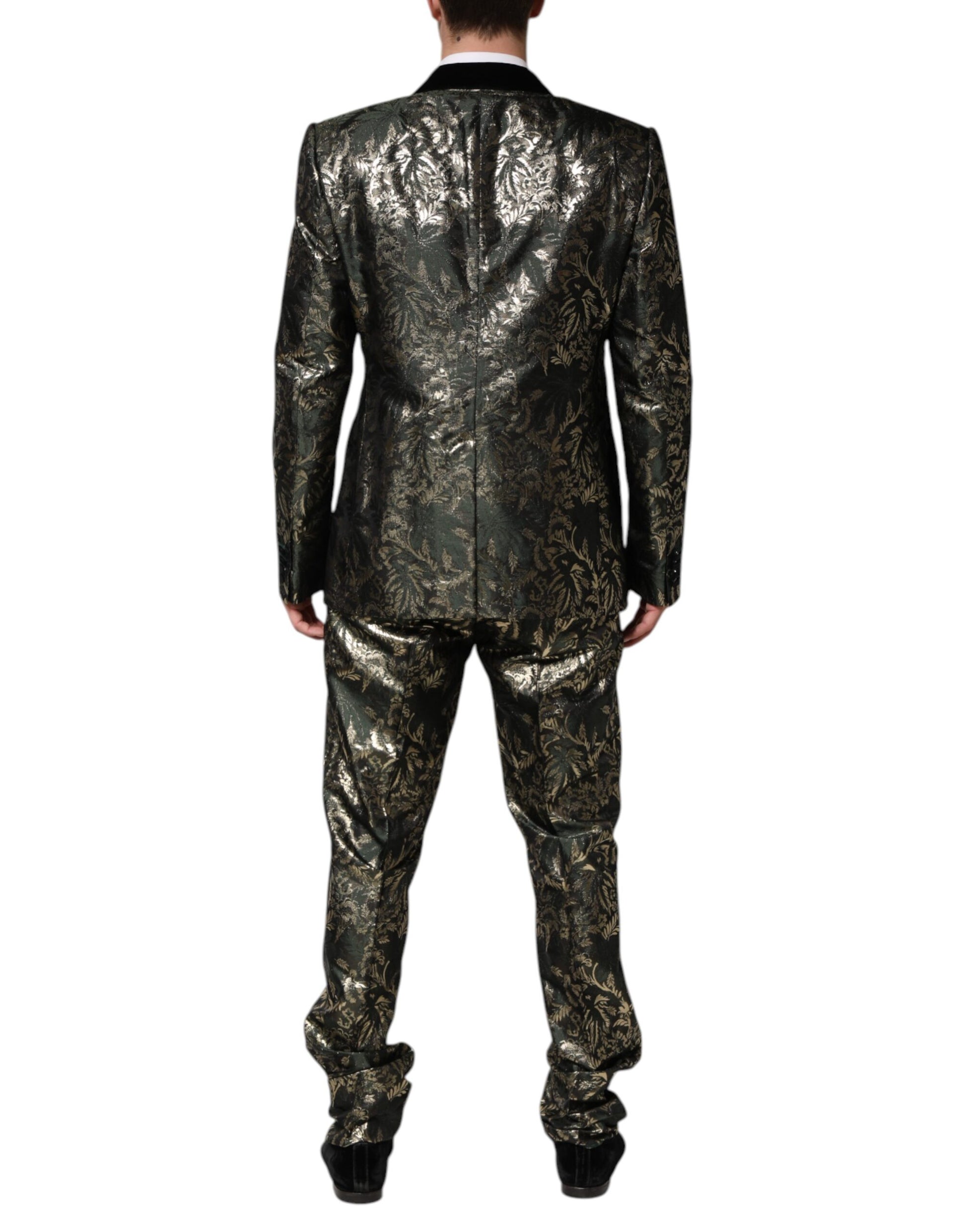 Dolce &amp; Gabbana – 2-teiliger Anzug aus Jacquard-Seide mit Metallic-Blumenmuster