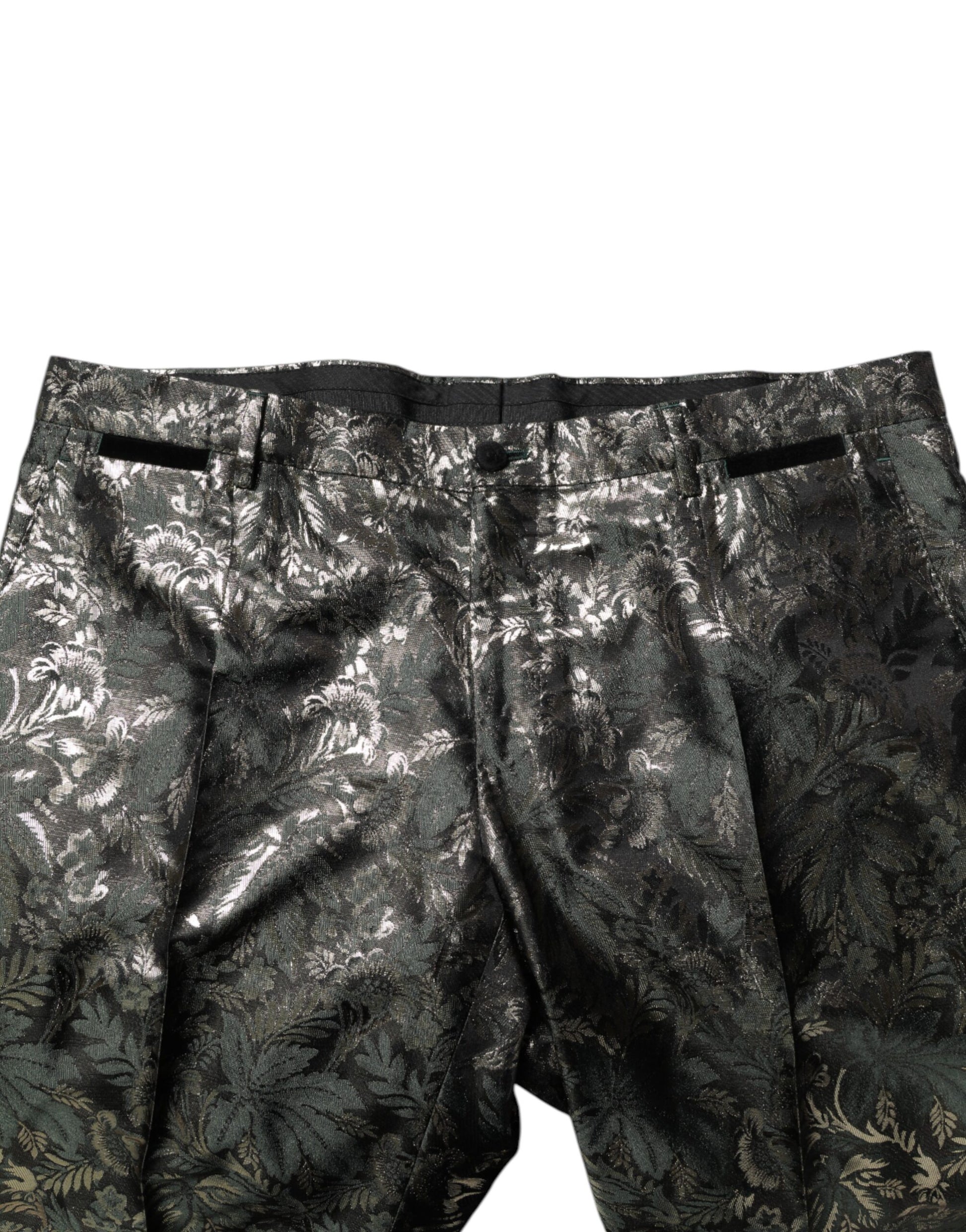 Dolce &amp; Gabbana – 2-teiliger Anzug aus Jacquard-Seide mit Metallic-Blumenmuster