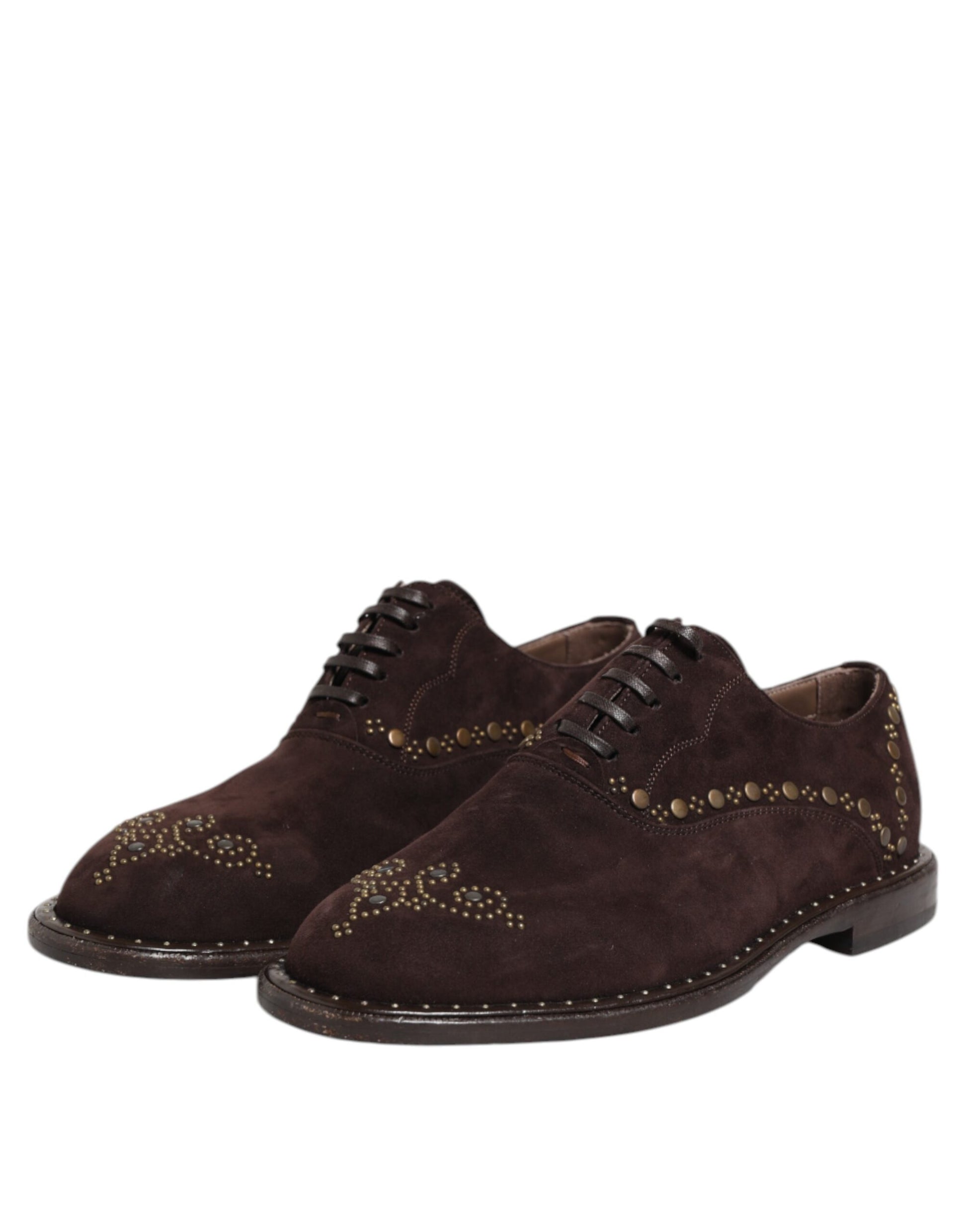 Dolce &amp; Gabbana – Elegante Oxford-Schnürschuhe aus braunem Samt