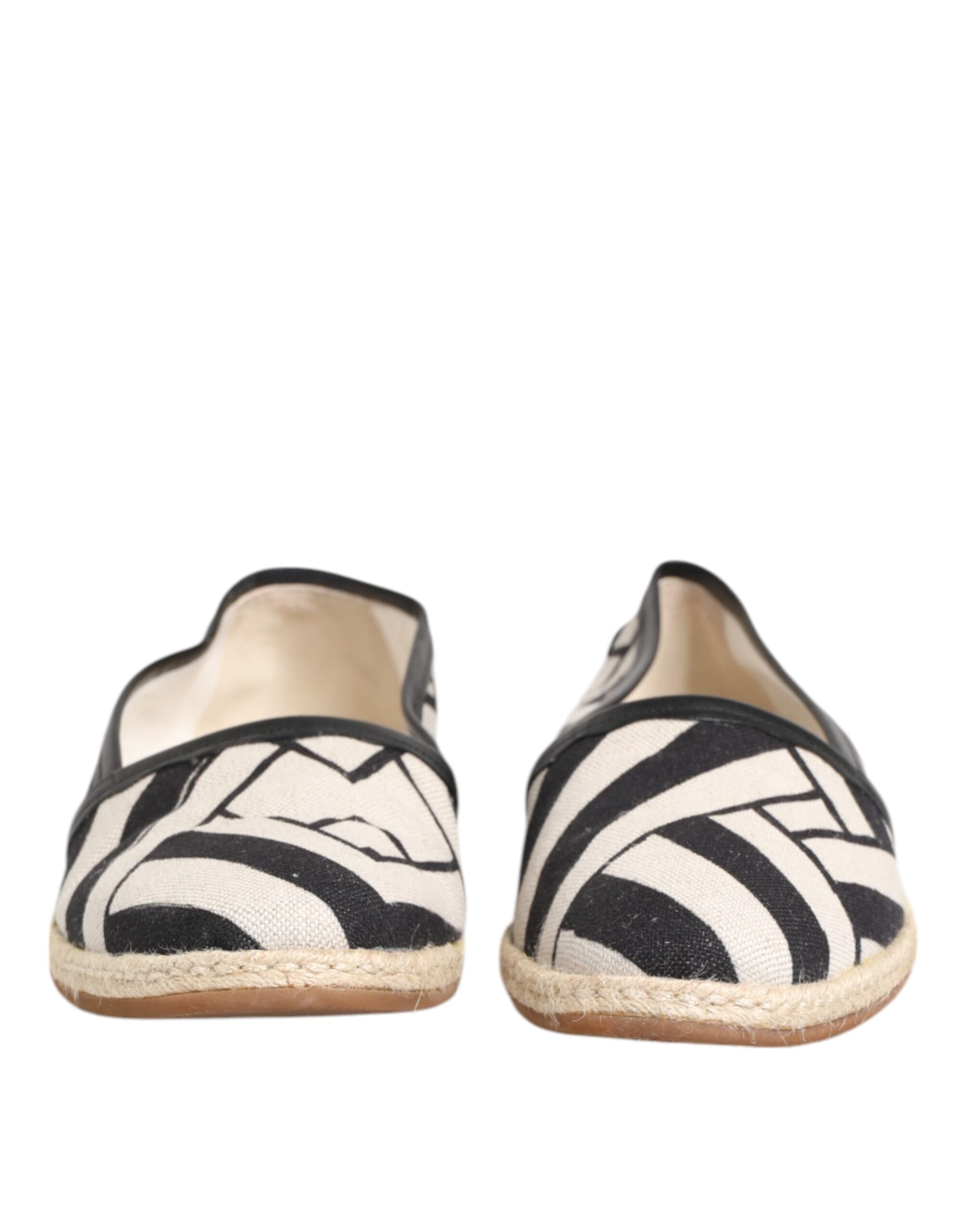 Dolce &amp; Gabbana – Flache Espadrilles mit schwarzen und weißen Streifen