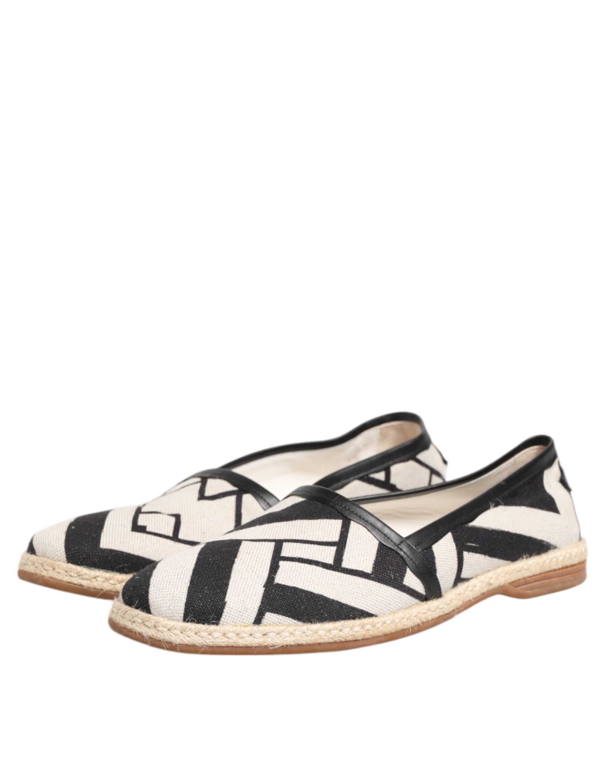 Dolce &amp; Gabbana – Flache Espadrilles mit schwarzen und weißen Streifen