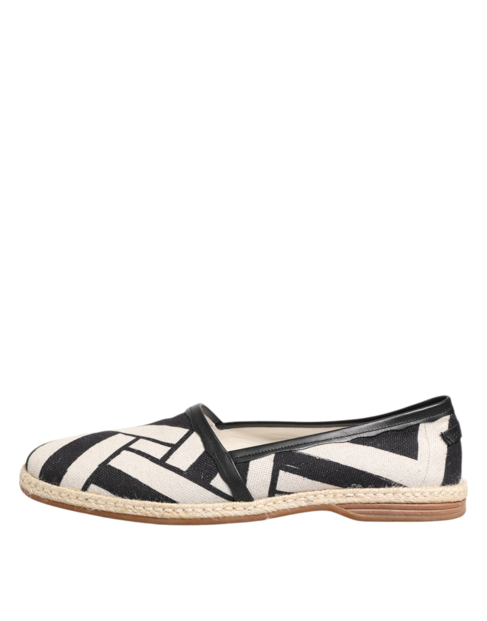 Dolce &amp; Gabbana – Flache Espadrilles mit schwarzen und weißen Streifen