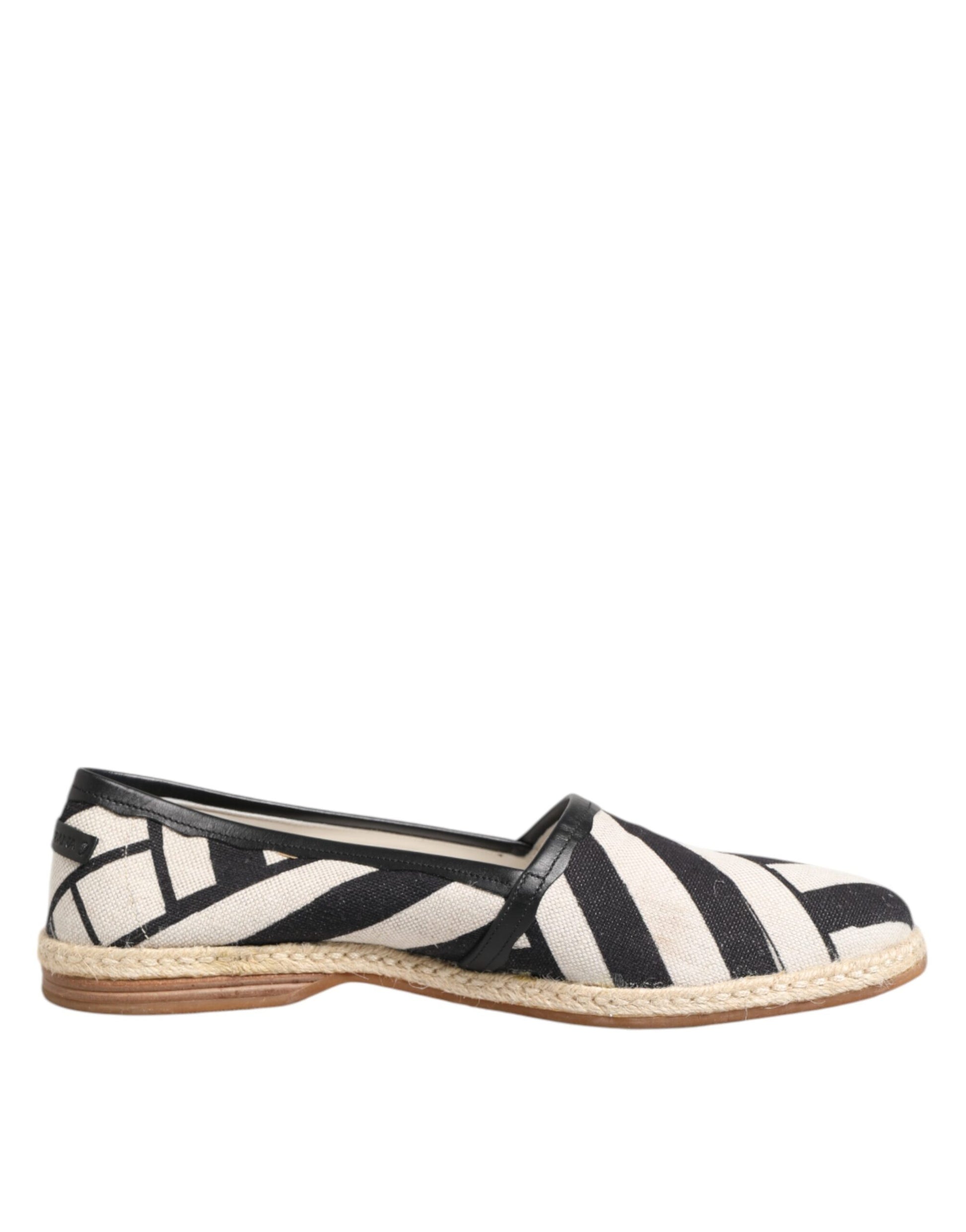 Dolce &amp; Gabbana – Flache Espadrilles mit schwarzen und weißen Streifen