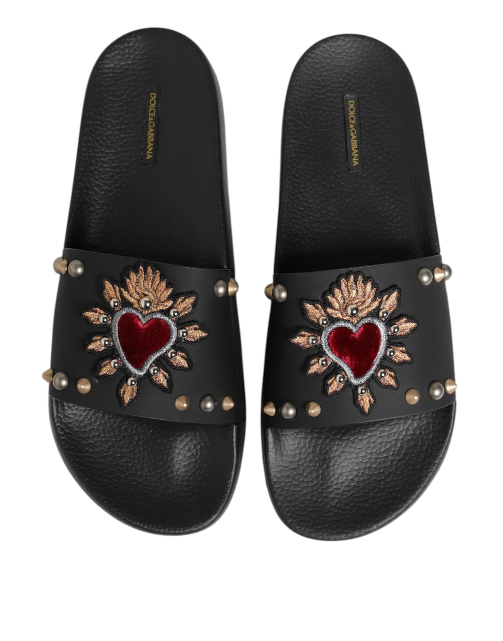 Dolce &amp; Gabbana – Sacred Heart – Pantoletten aus schwarzem Gummi Herren Strandschuhe