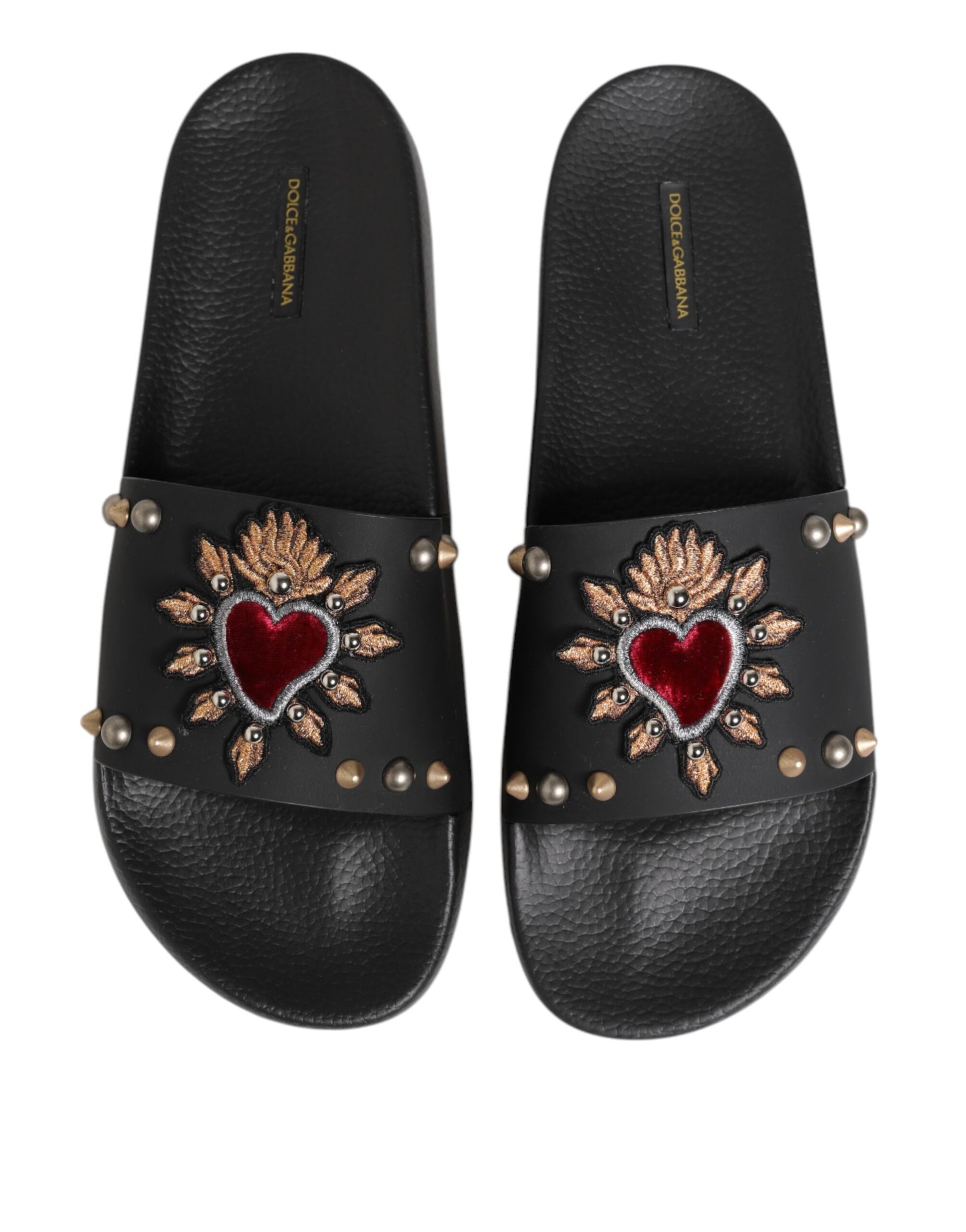 Dolce &amp; Gabbana – Sacred Heart – Pantoletten aus schwarzem Gummi Herren Strandschuhe